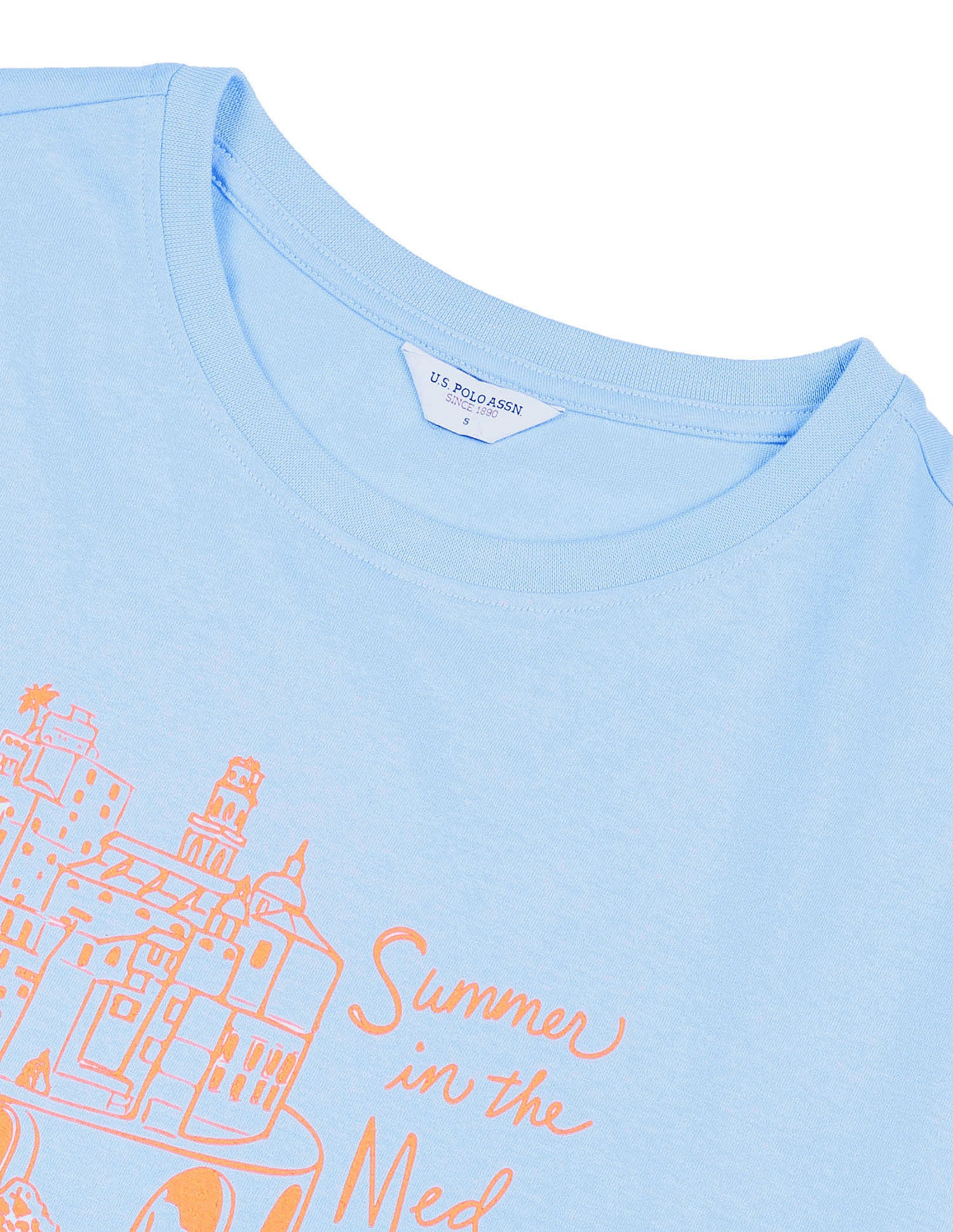 Boyfriend Fit Tropical Printed T-Shirt Light Blue - U.S. POLO ASSN. | Large