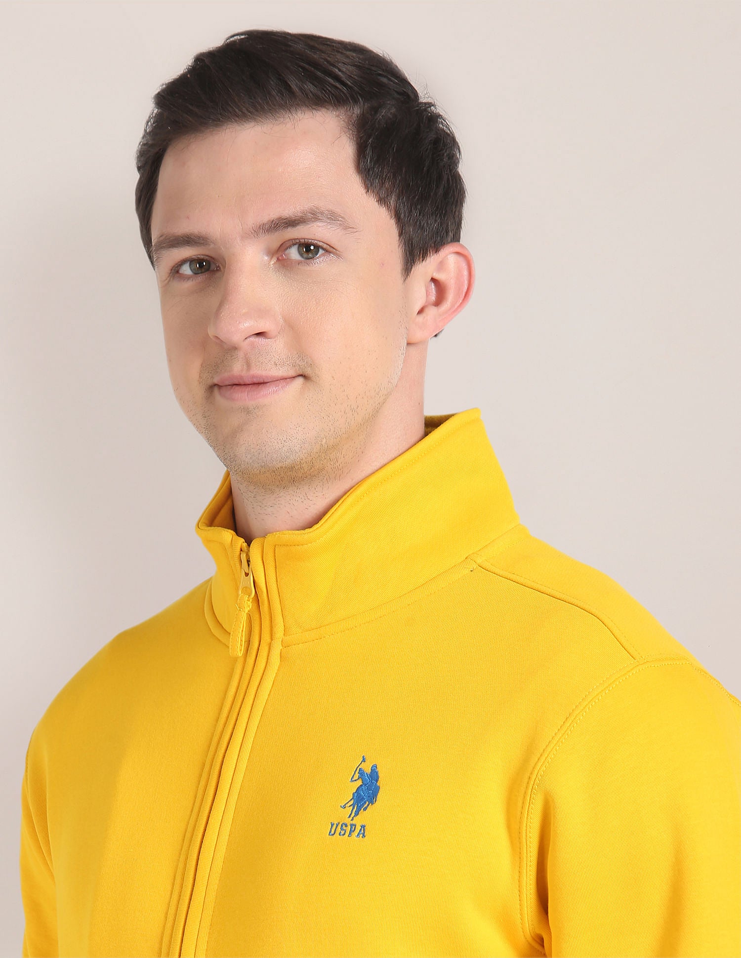 High Neck Solid Sweatshirt Yellow - U.S. Polo Assn. India | Large