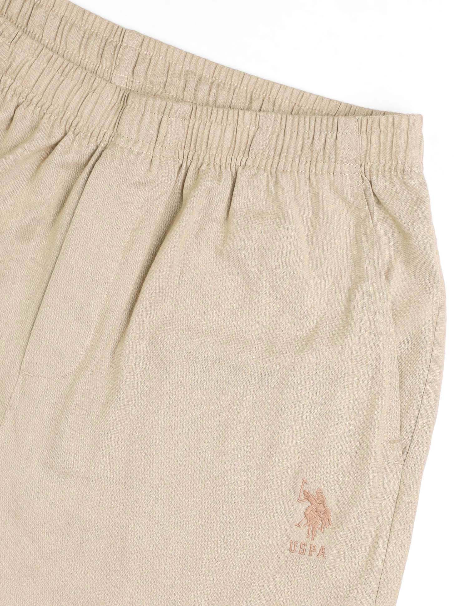 Relaxed Fit Cotton Linen OELP8 Lounge Pants - Pack Of 1 Light Taupe - U.S. POLO ASSN. | Large