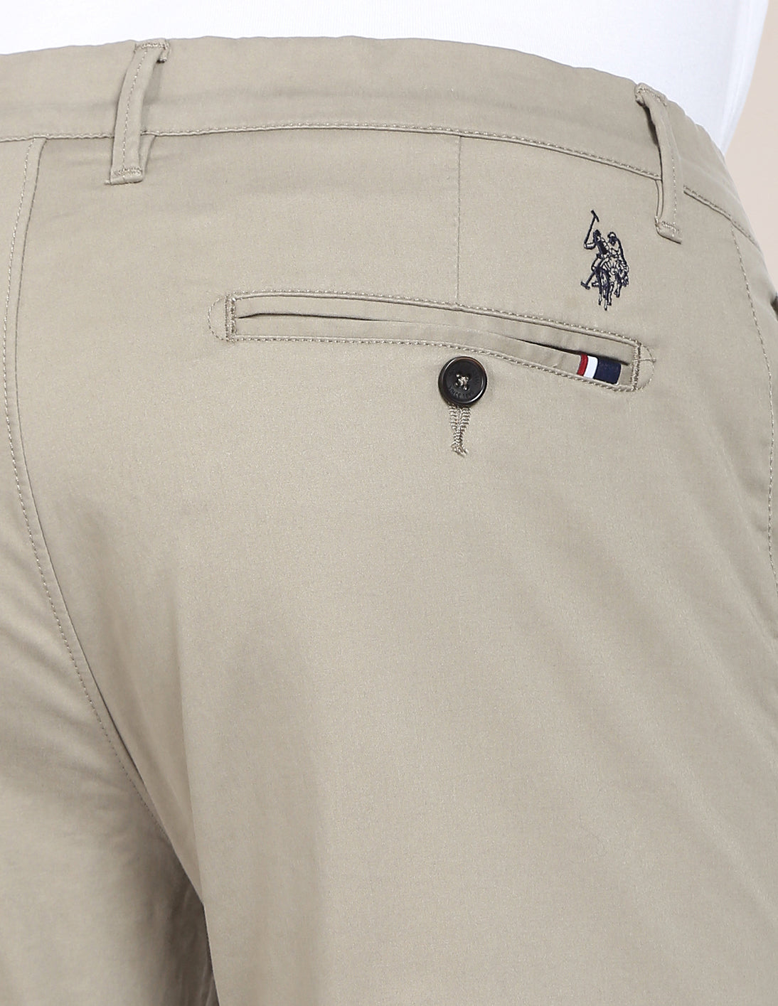 Solid Austin Trim Fit Casual Trousers Light Olive - U.S. POLO ASSN. | Large