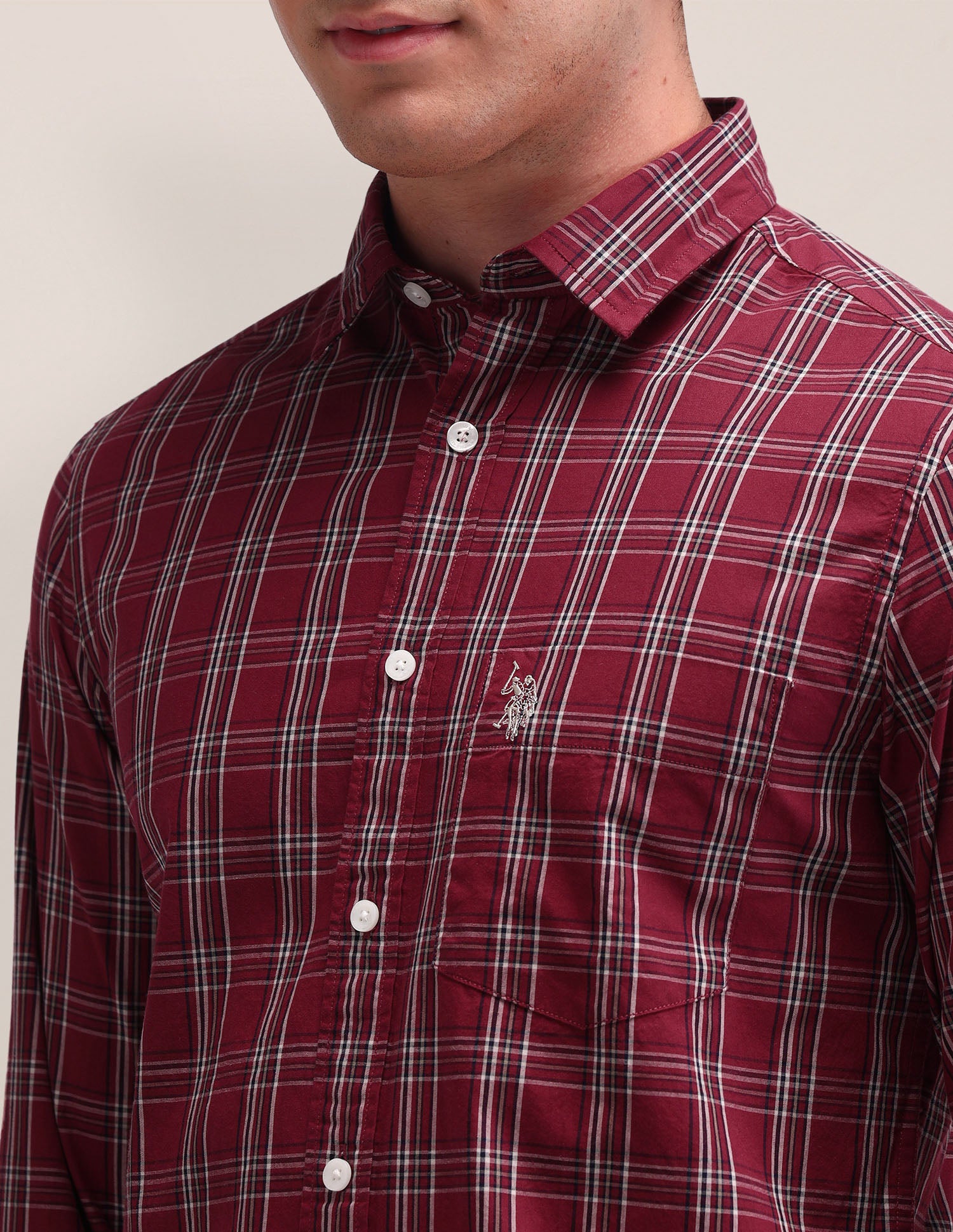 Dupplin Checked Poplin Shirt Red - U.S. Polo Assn. India | Large