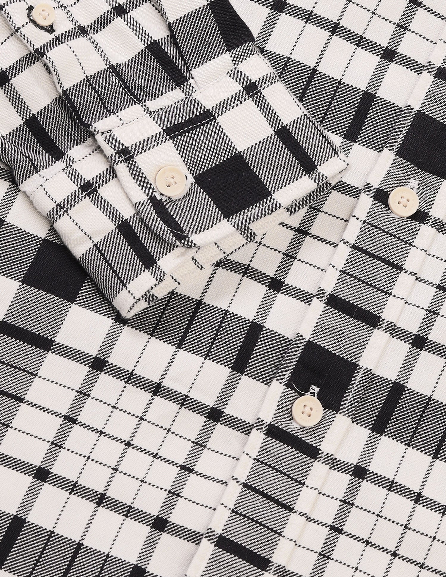 Tartan Checked Pure Cotton Shirt Ivory - U.S. POLO ASSN. | Large