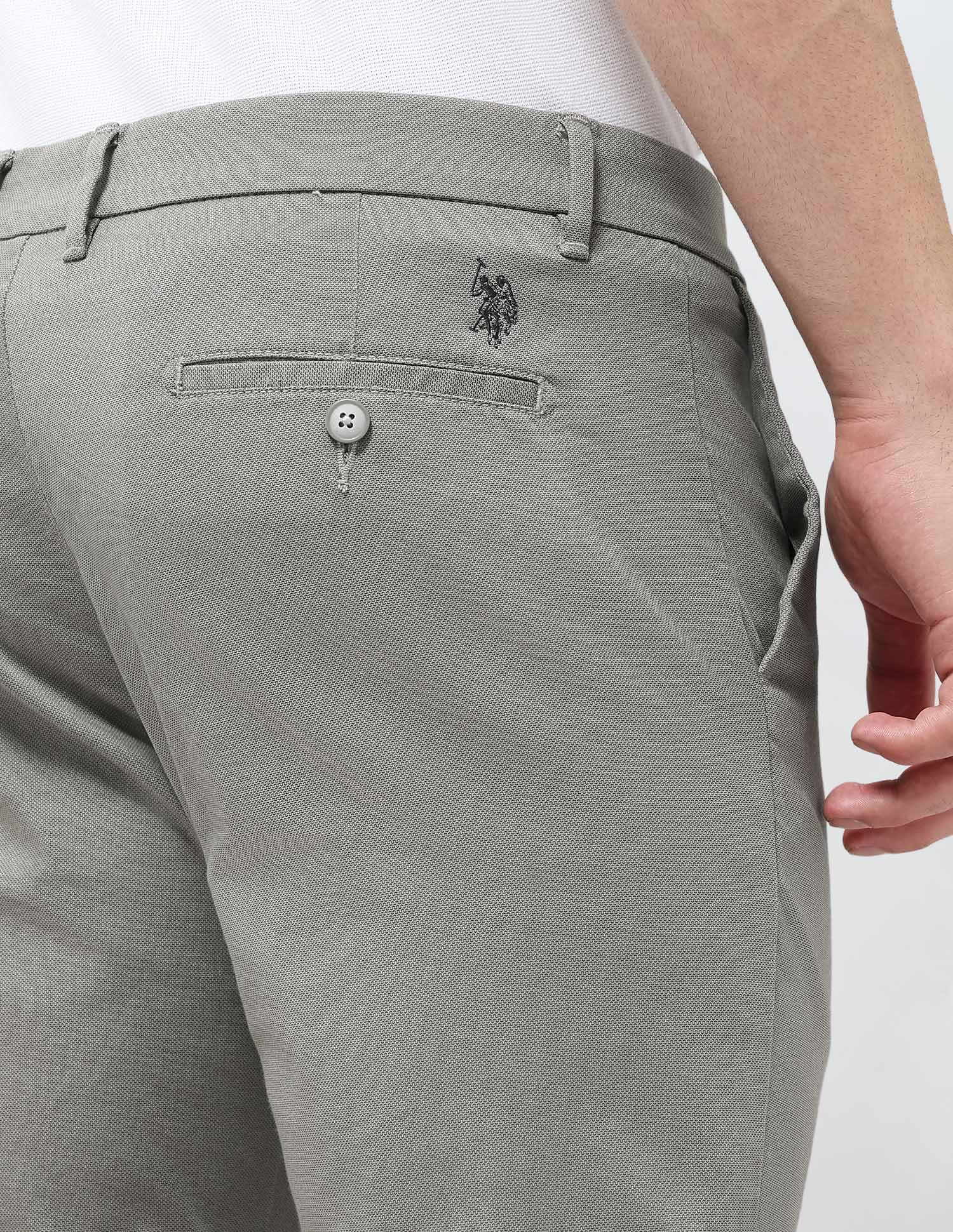 Slim Fit All Over Printed Trousers Grey - U.S. Polo Assn. India | Large