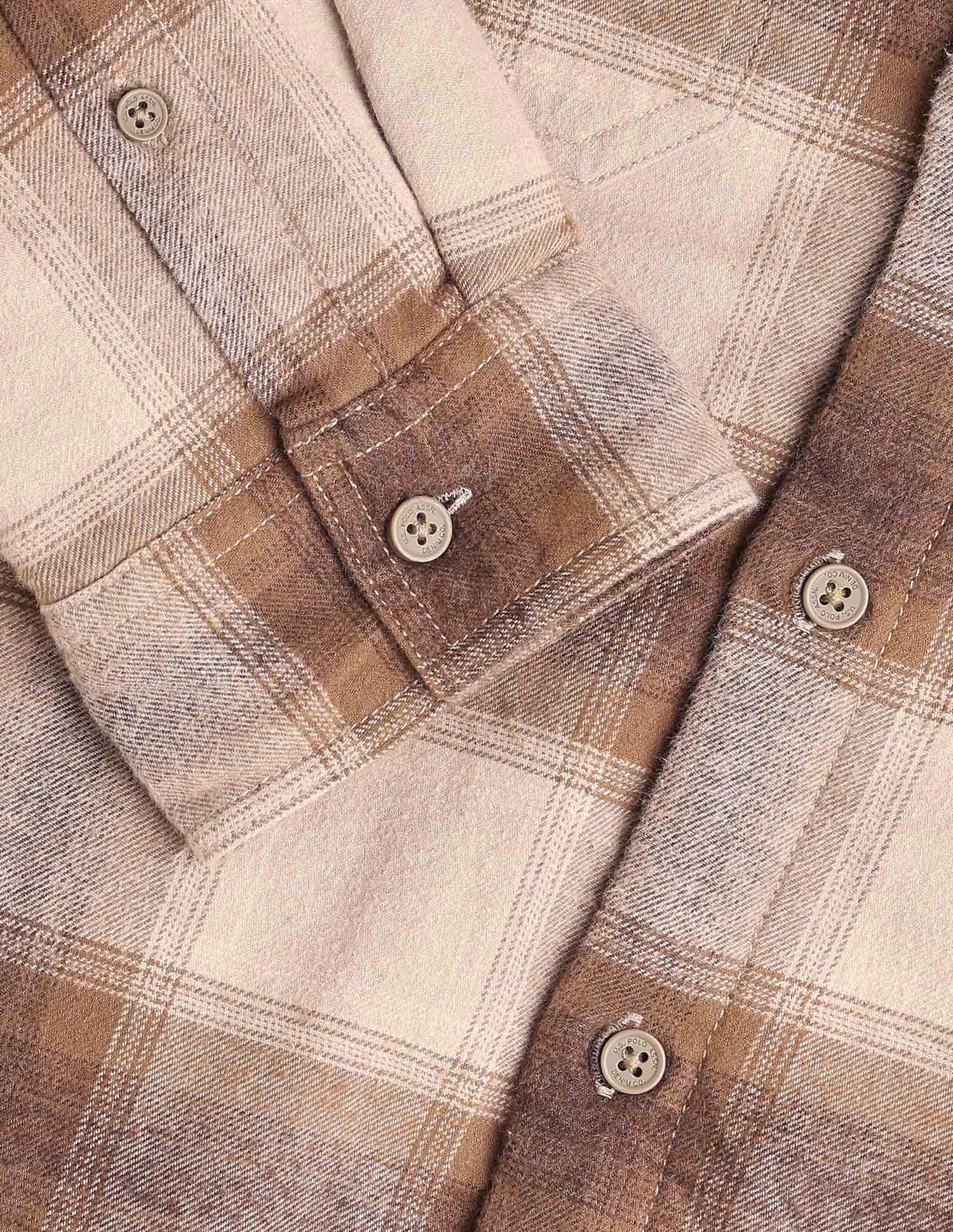 Tartan Checked Slim Fit Shirt Khaki - U.S. Polo Assn. India | Large