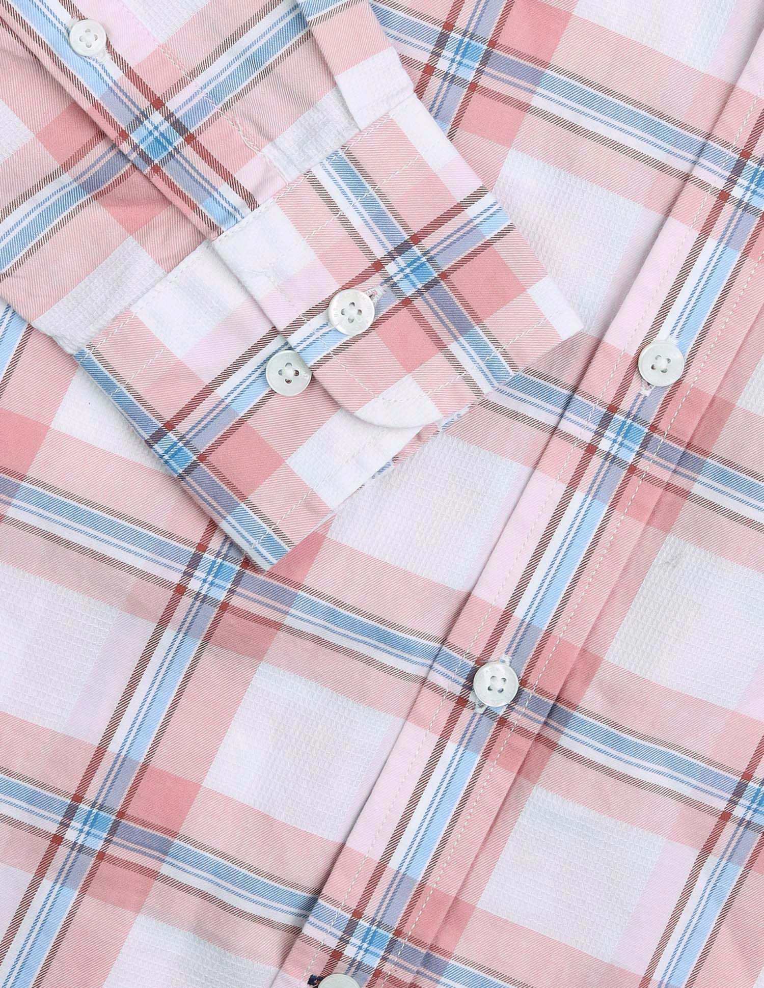 Plaid Checked Pure Cotton Shirt Pink - U.S. Polo Assn. India | Large