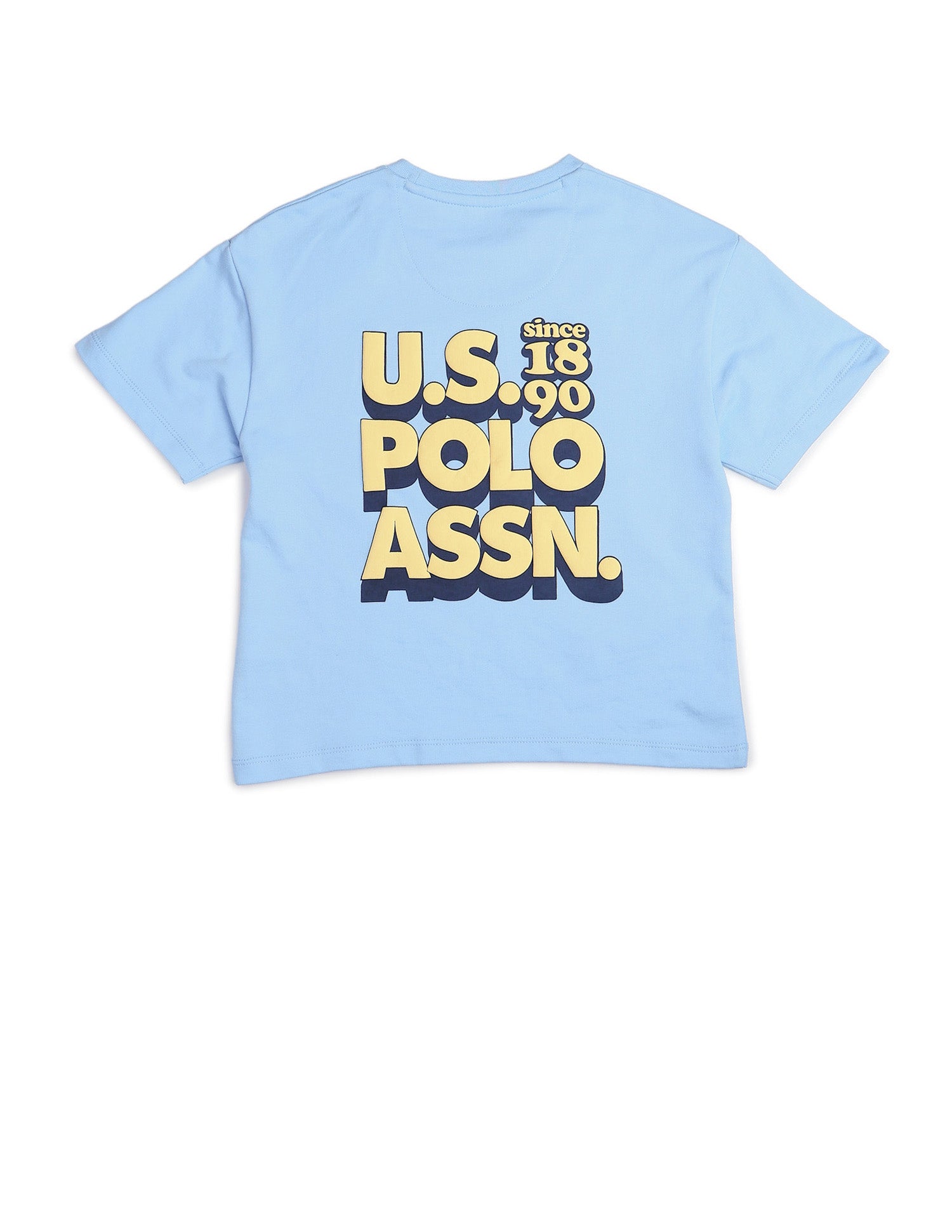 Boys Brand Printed Boxy Fit T Shirt Light Blue - U.S. POLO ASSN. | Large