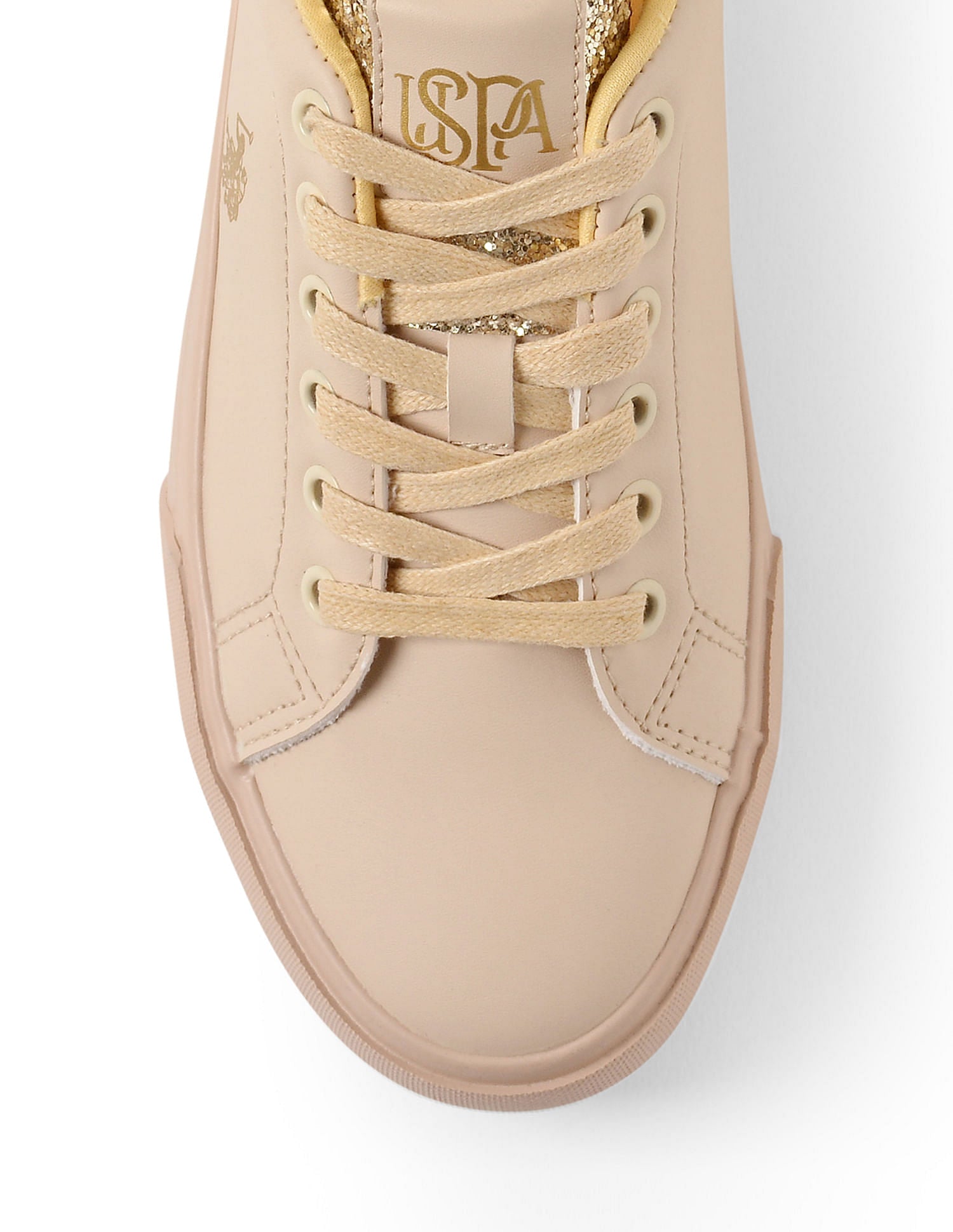 Women Round Toe Logo Beverly 2.0 Sneakers Beige - U.S. Polo Assn. India | Large