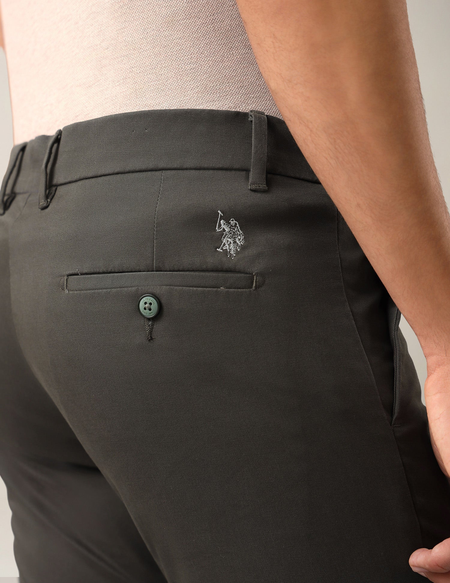 Twill Denver Slim Fit Trousers Dark Olive - U.S. Polo Assn. India | Large