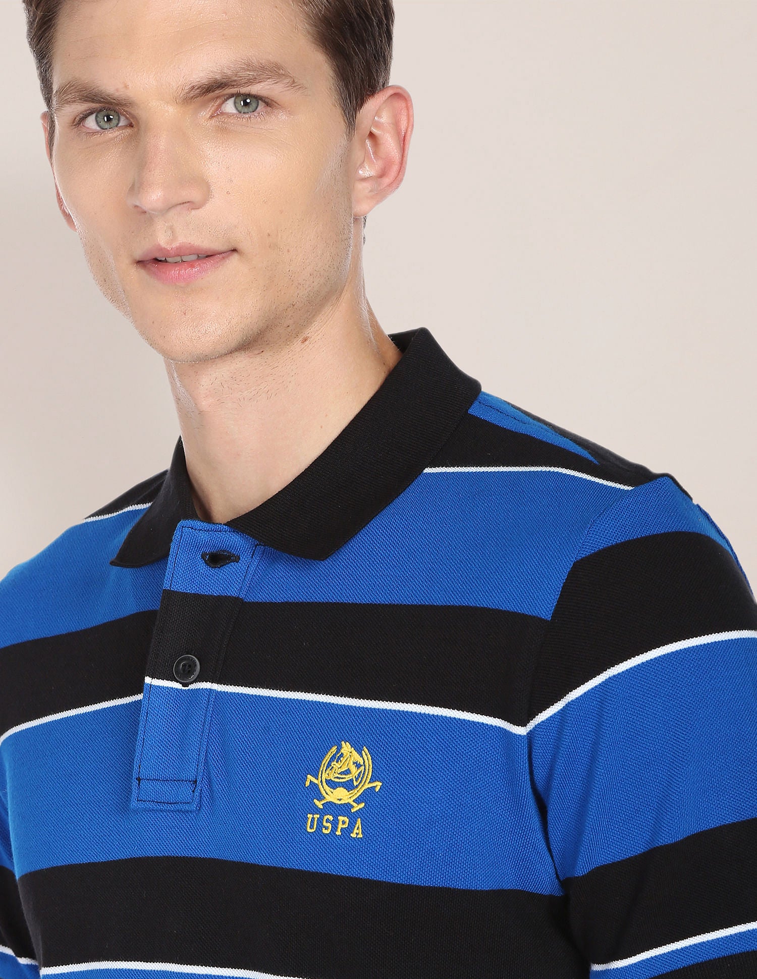 Horizontal Stripe Polo Shirt Dark Blue and Black - U.S. Polo Assn. India | Large