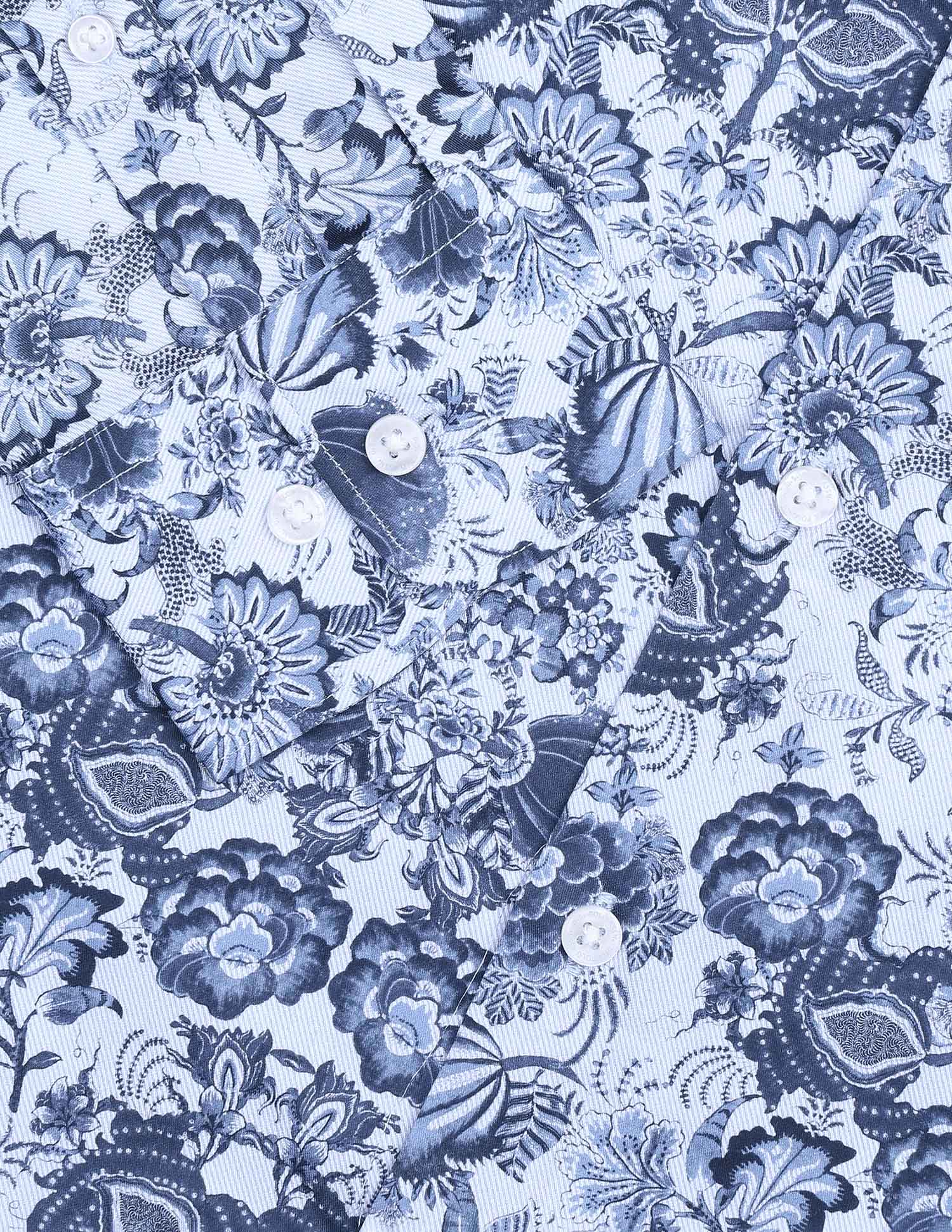 Floral Printed Satin Shirt Blue - U.S. POLO ASSN. | Large