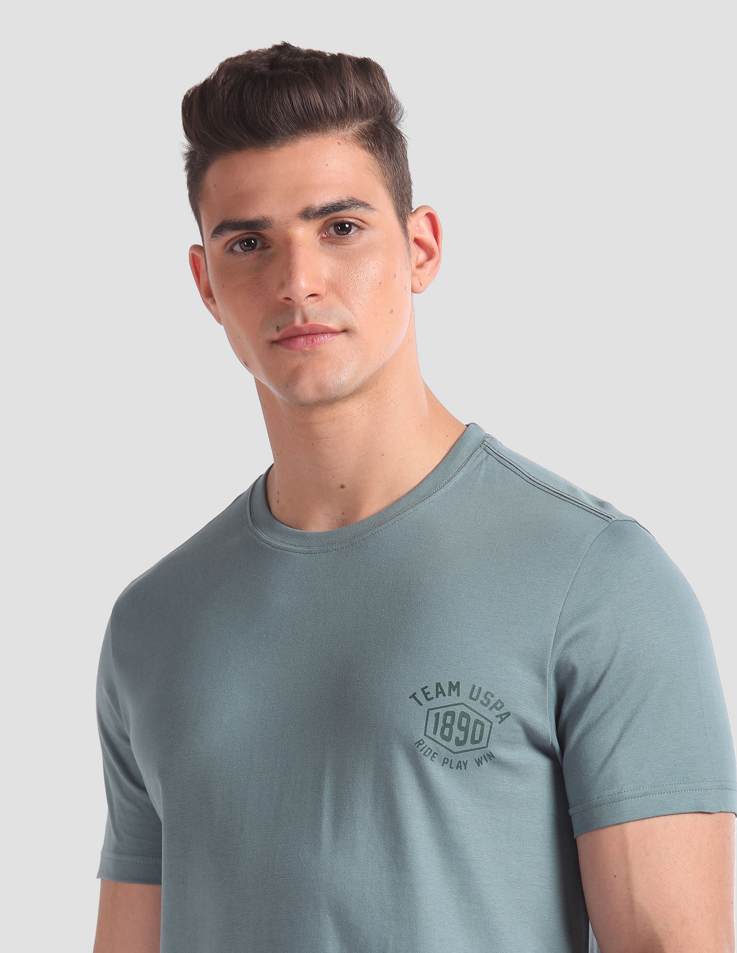 Tonal Logo Cotton IYAL Lounge T-Shirt - Pack Of 2 Grey and Green - U.S. POLO ASSN. | Large