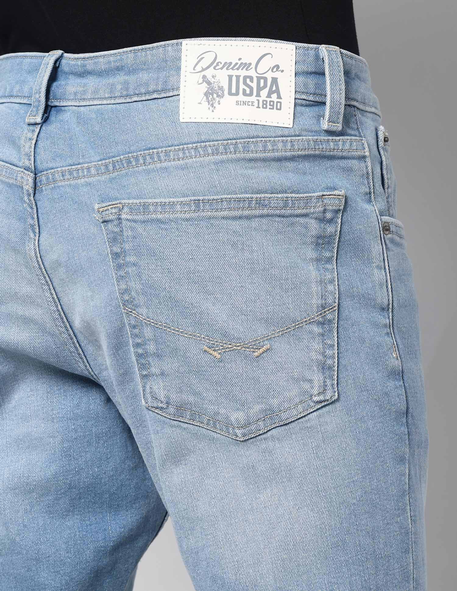 Brandon Slim Tapered Fit Blue Vintage Jeans Light Wash - U.S. Polo Assn. India | Large