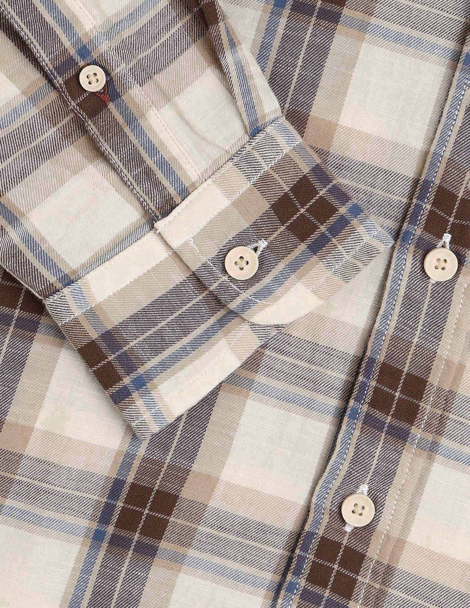 Plaid Checked Pure Cotton Shirt Off White - U.S. Polo Assn. India | Large