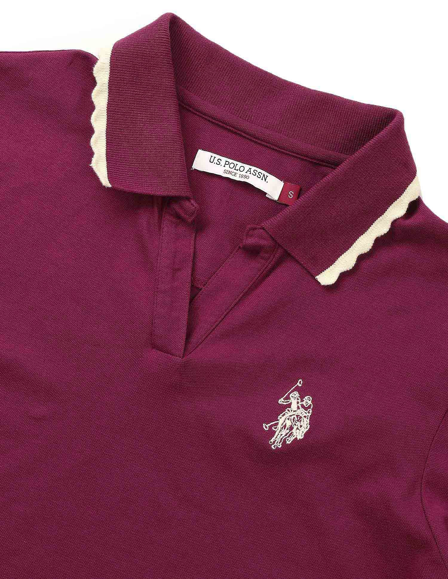 Tipped Collar Regular Fit Polo Shirt Wine - U.S. Polo Assn. India | Large