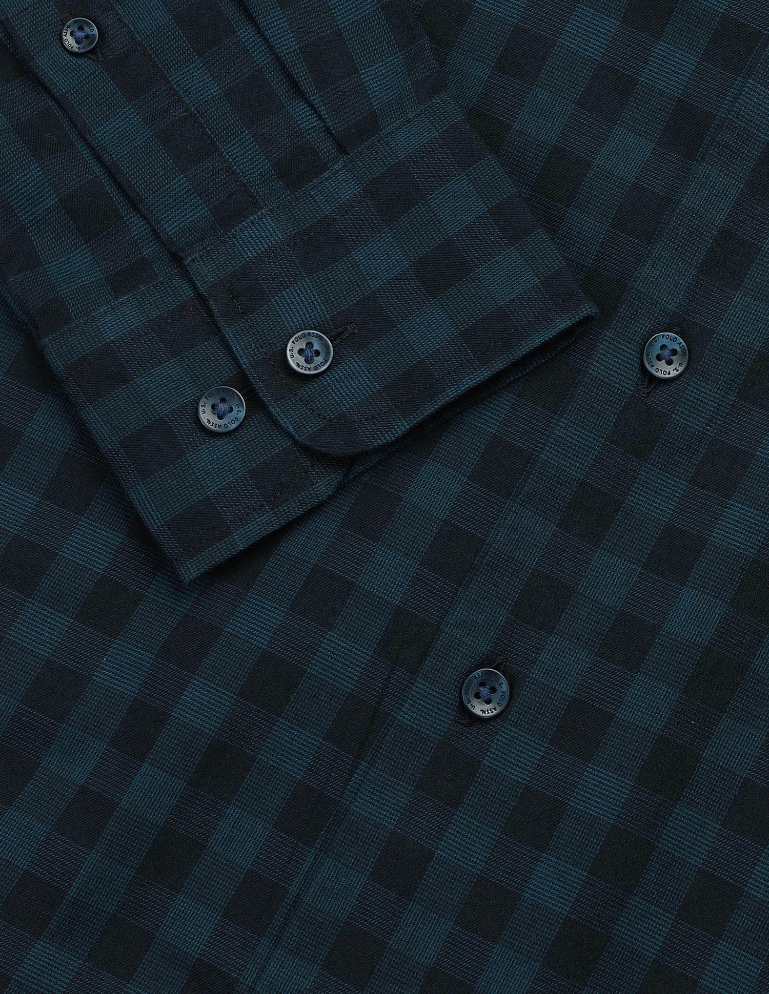 Twill Gingham Checked Shirt Teal - U.S. Polo Assn. India | Large