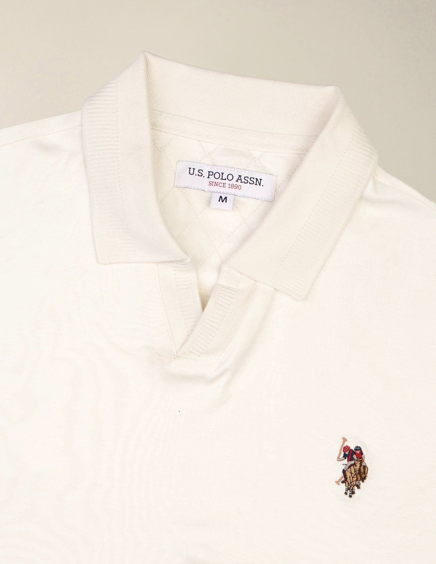 Solid Slim Fit Polo Shirt Off White - U.S. Polo Assn. India | Large