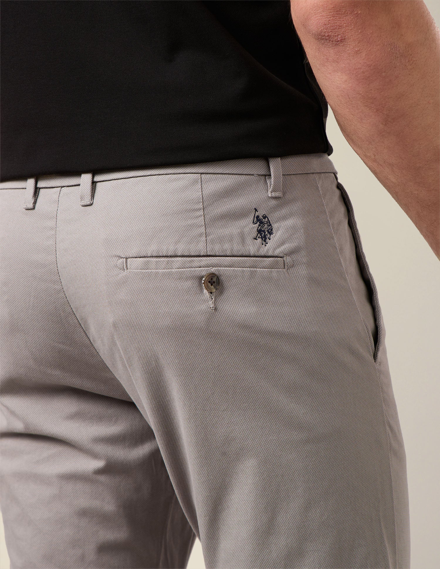 Denver Slim Fit Twill Trousers Grey - U.S. Polo Assn. India | Large
