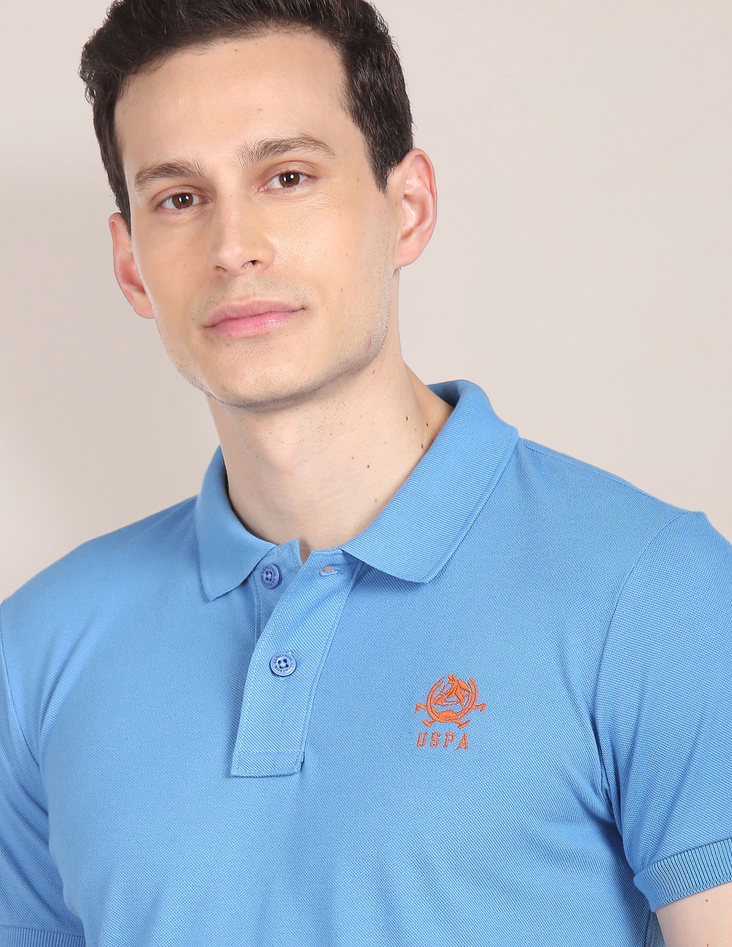 Solid Pique Polo Shirt Light Blue - U.S. Polo Assn. India | Large