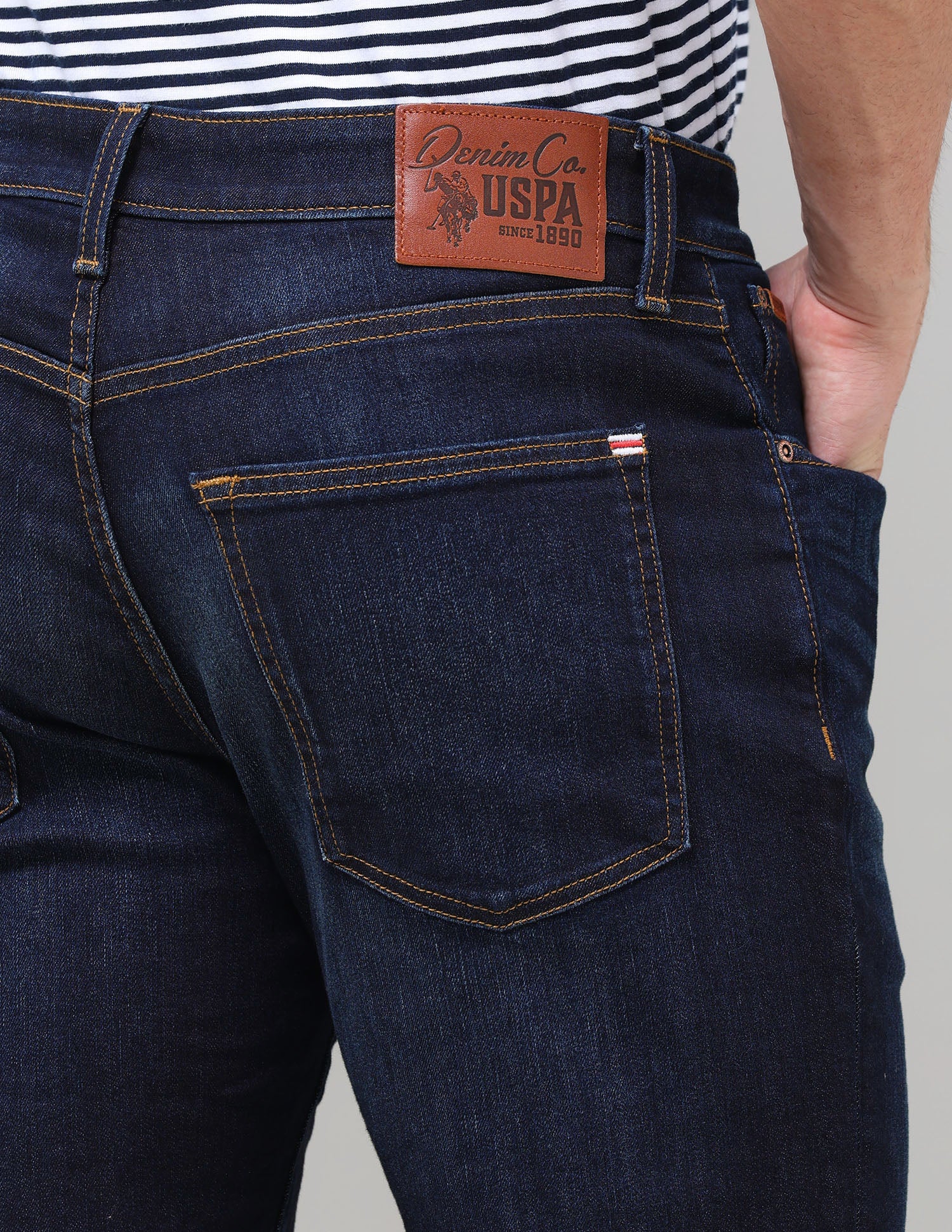 Pacho X Harold Slim Straight Fit Blue Jeans Mid Blue - U.S. Polo Assn. India | Large
