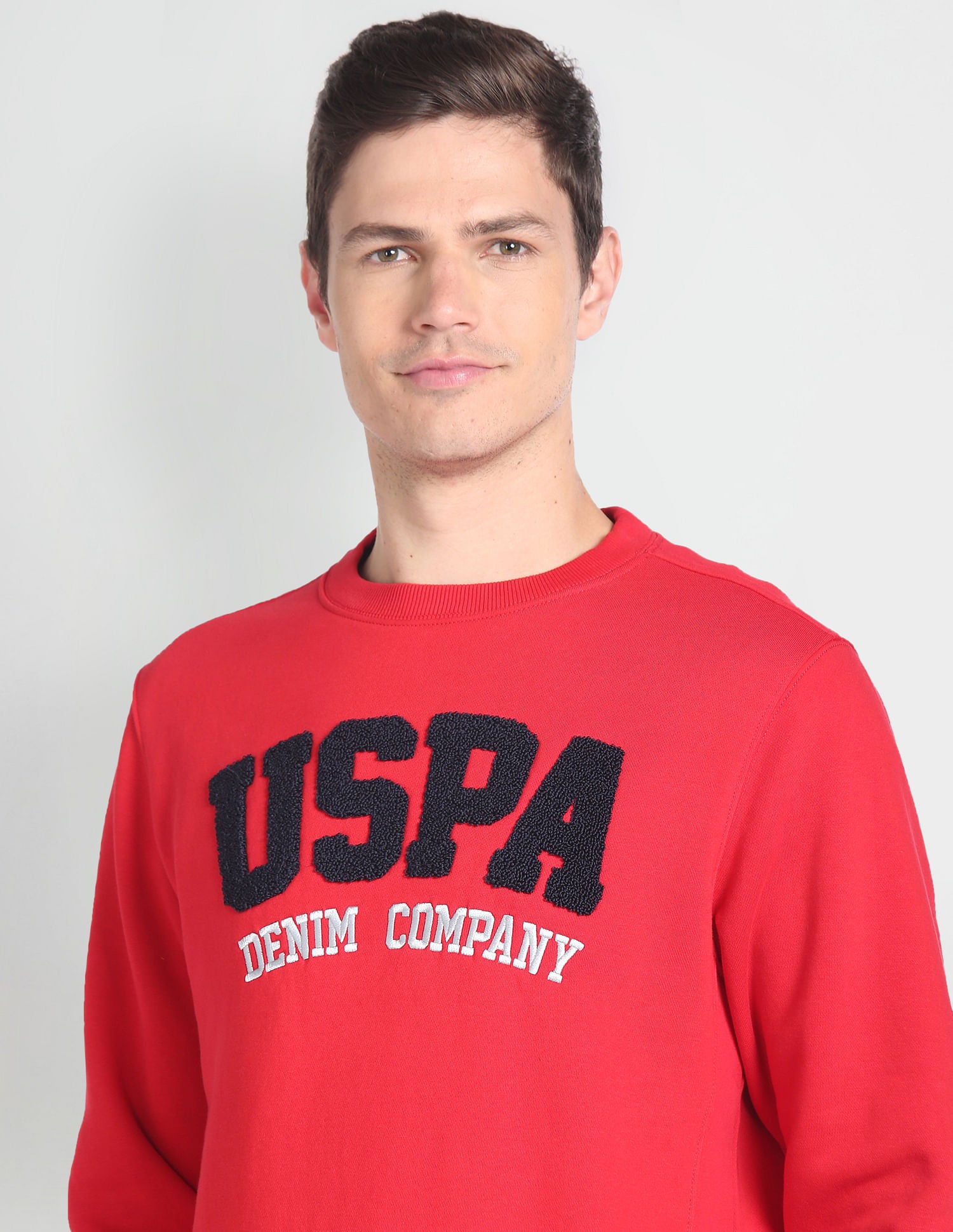 Crew Neck Long Sleeve Brand Appliqued Sweatshirt Red - U.S. POLO ASSN. | Large