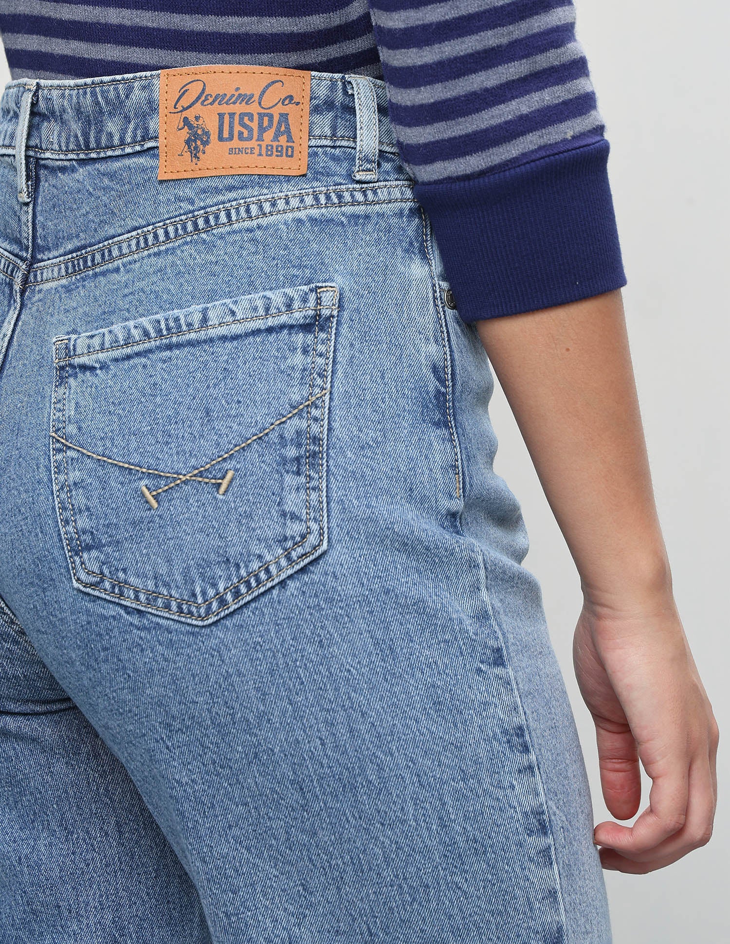 Whiskered Straight Fit Jeans Blue - U.S. Polo Assn. India | Large