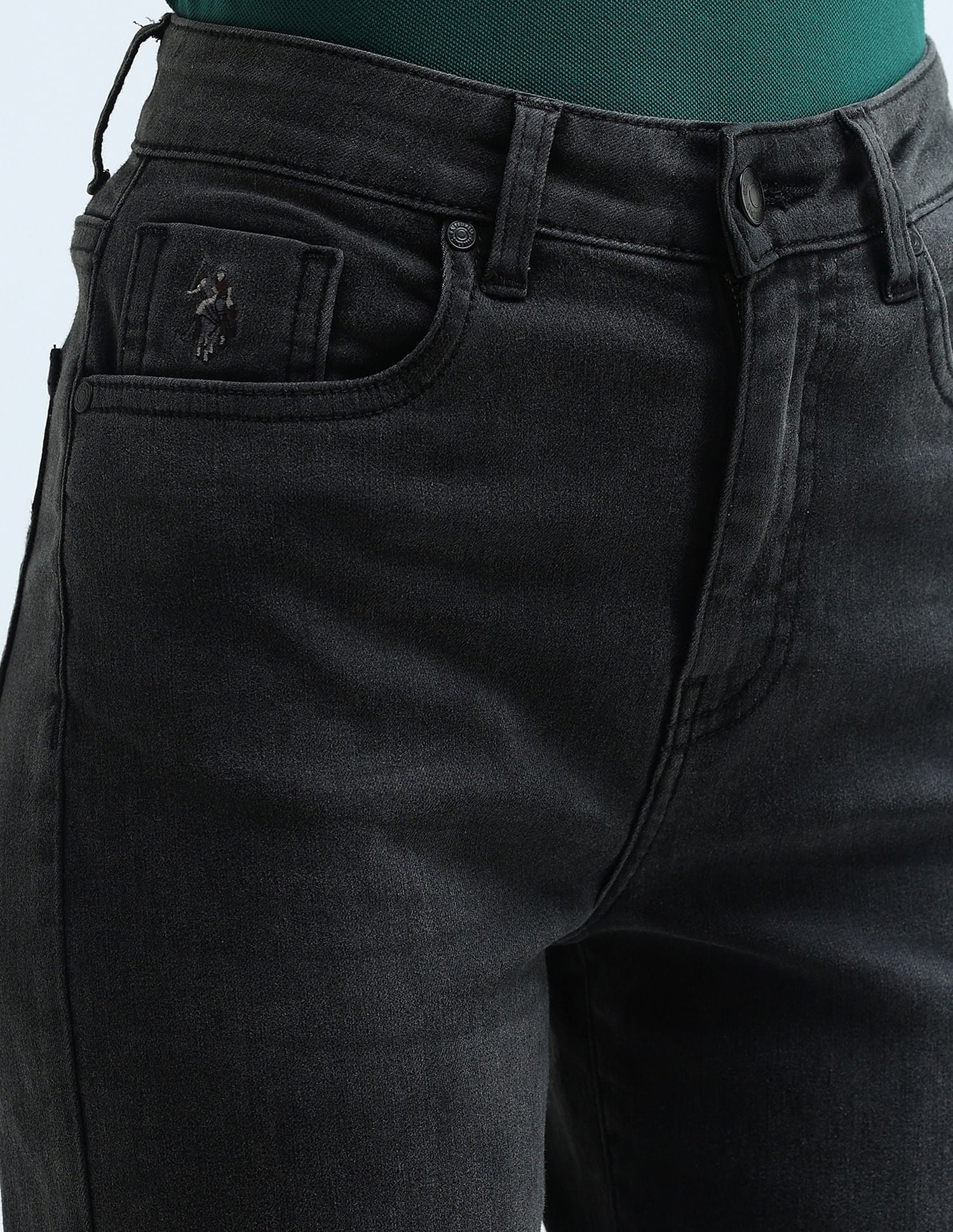 High Rise Straight Fit Jeans Dark Grey - U.S. Polo Assn. India | Large