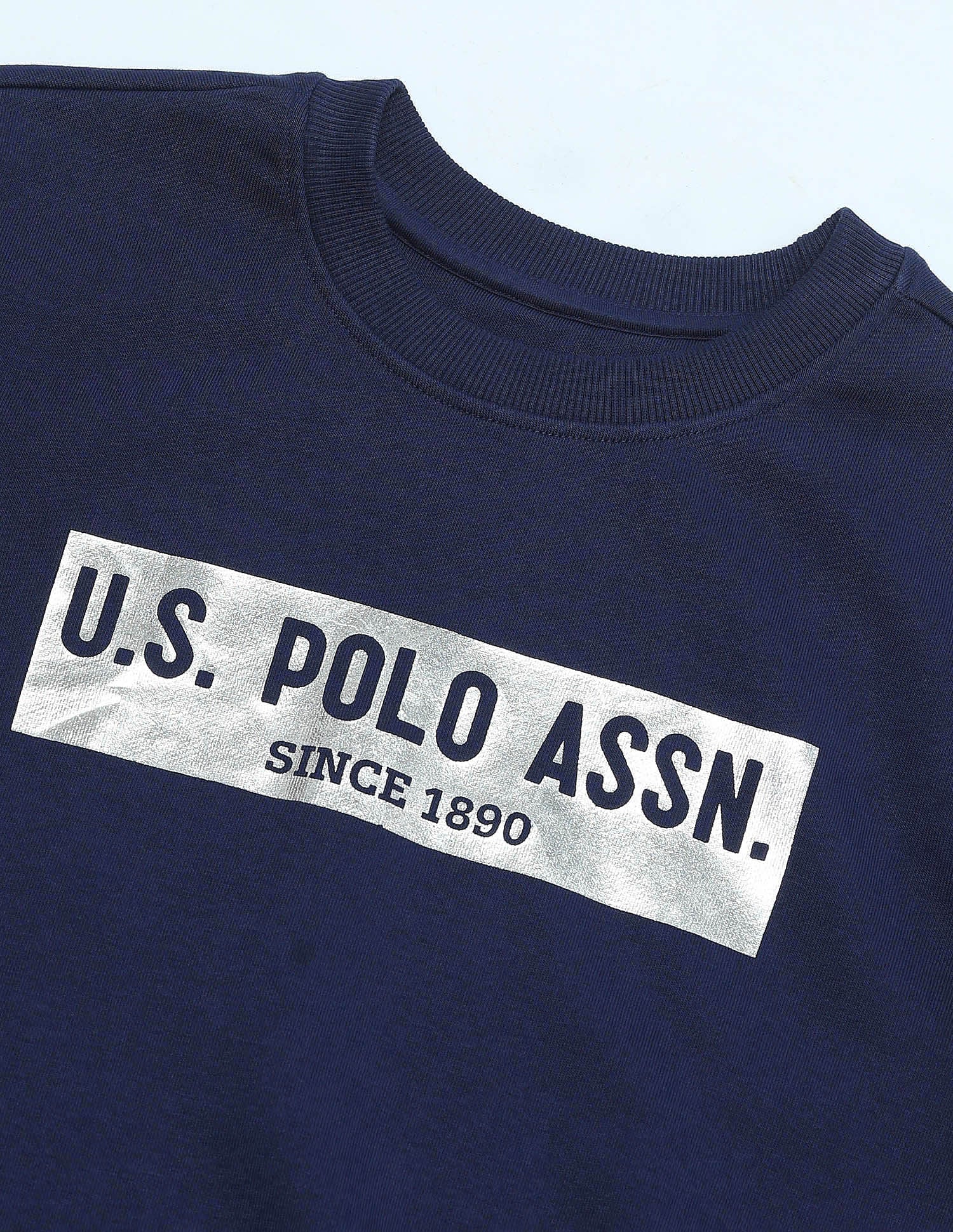 Foil Print Logo Sweatshirt Navy - U.S. POLO ASSN. | Large