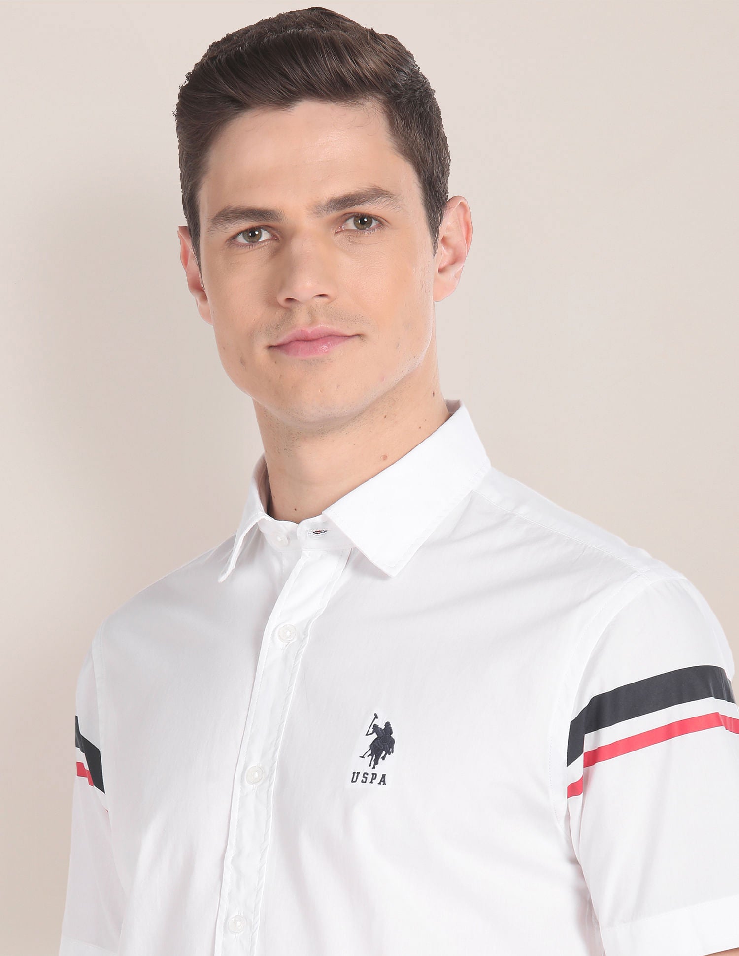 Short Sleeve Horizontal Stripe Shirt White - U.S. POLO ASSN. | Large