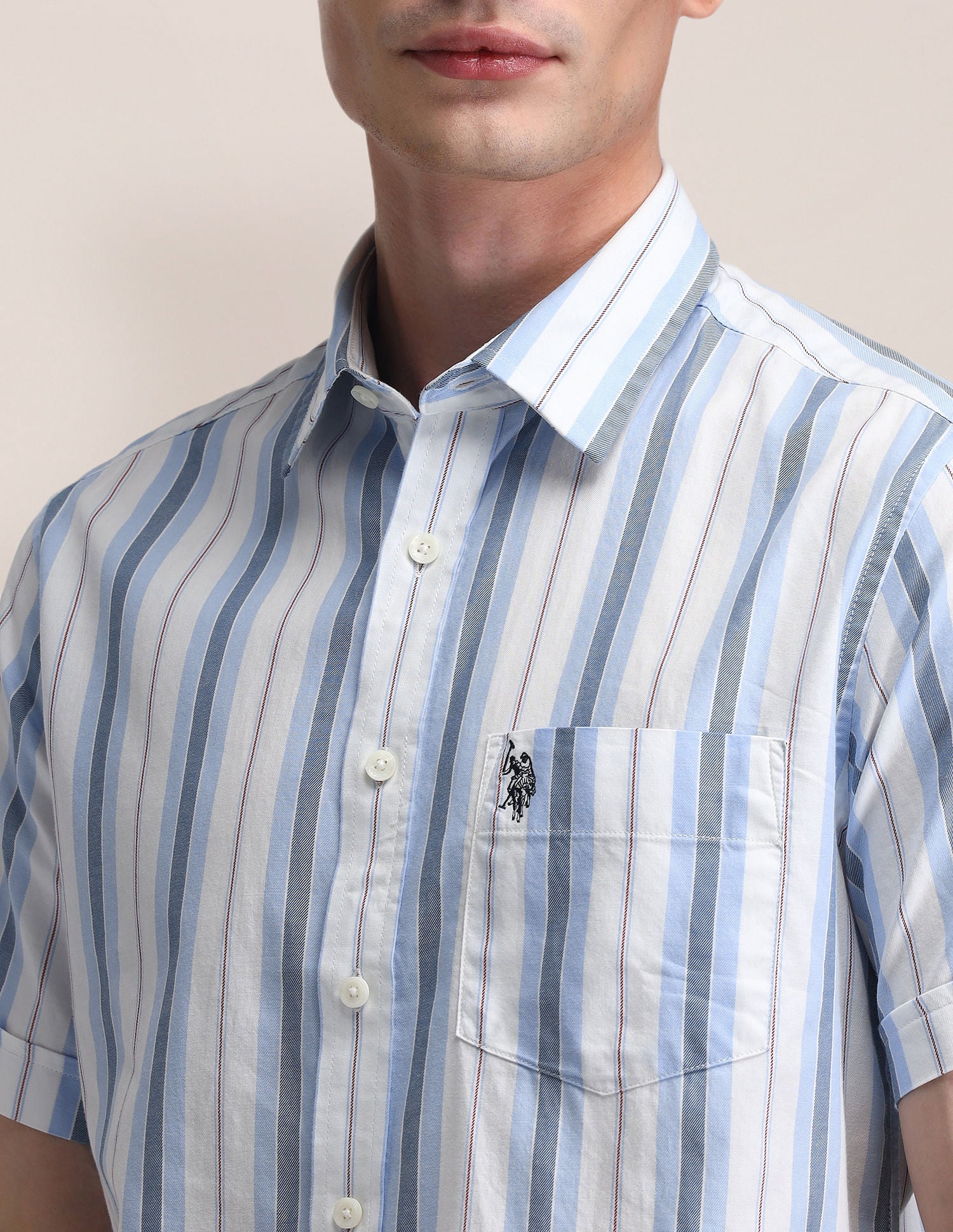Vertical Striped Twill Shirt Blue - U.S. Polo Assn. India | Large