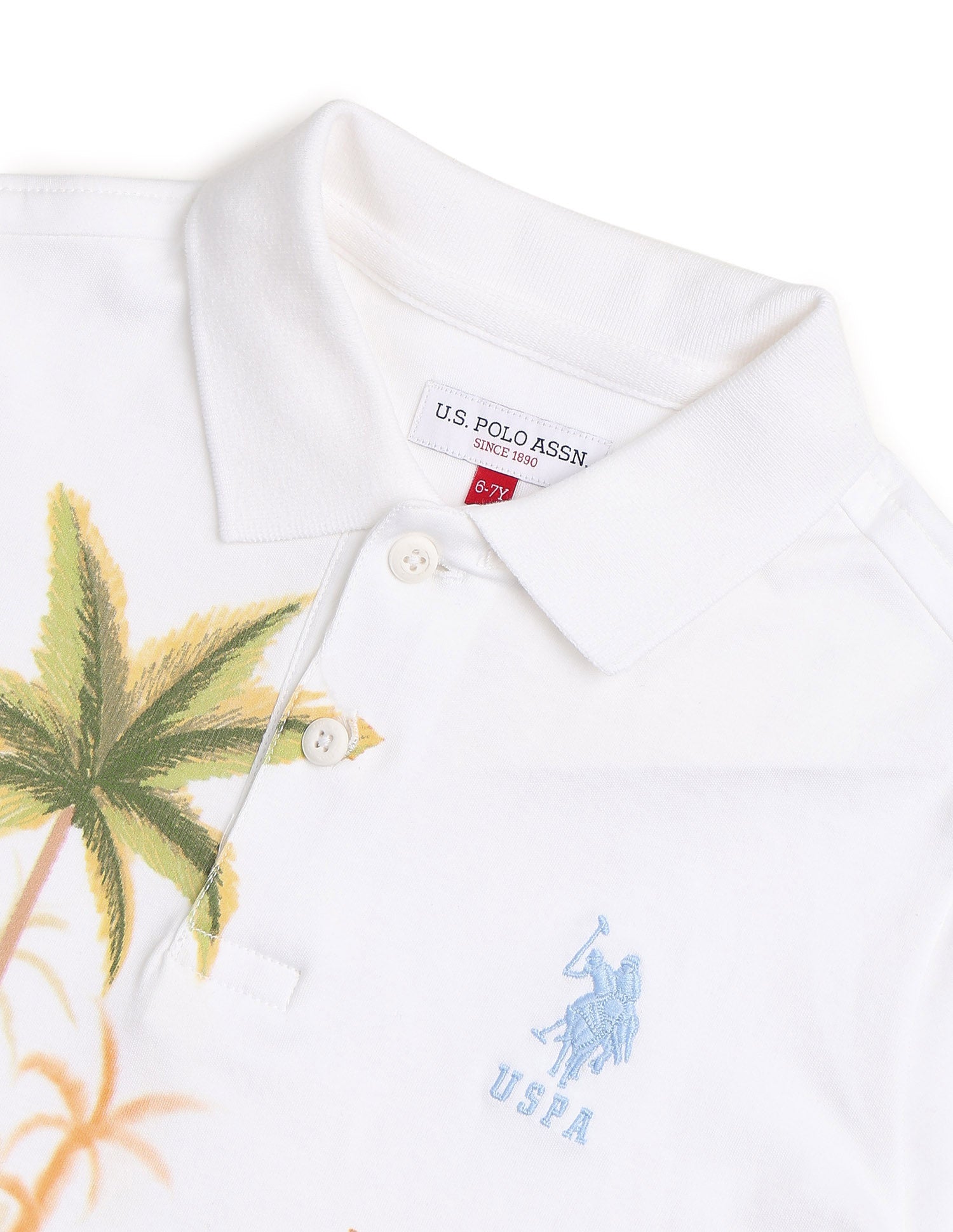 Boys Graphic Printed Regular Fit Polo Shirt White - U.S. POLO ASSN. | Large