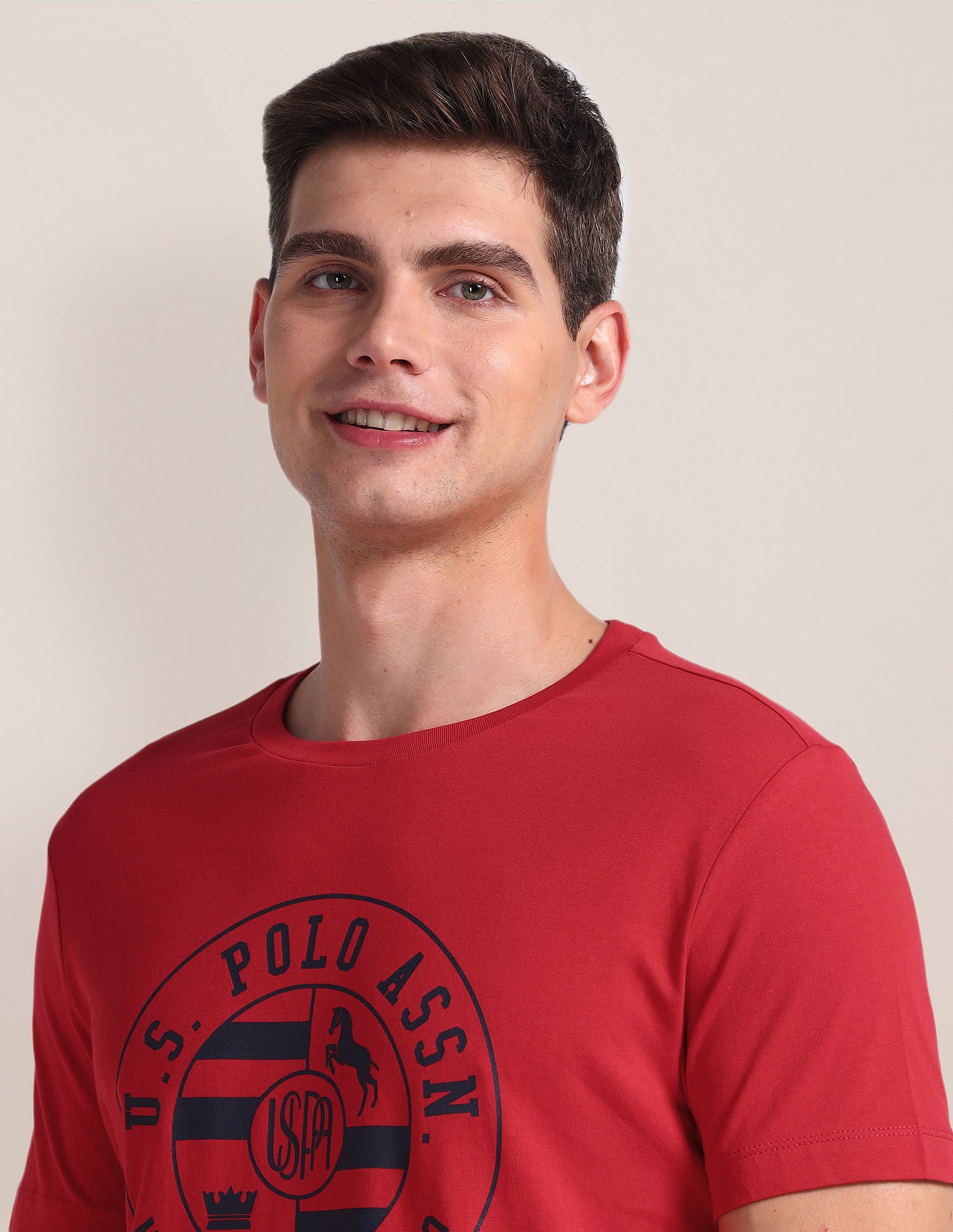 Brand Print Slim Fit T-Shirt Red - U.S. Polo Assn. India | Large