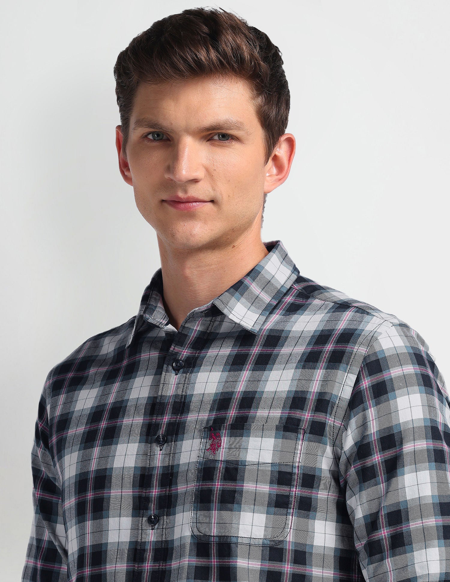 Plaid Check Slim Fit Shirt Navy - U.S. Polo Assn. India | Large