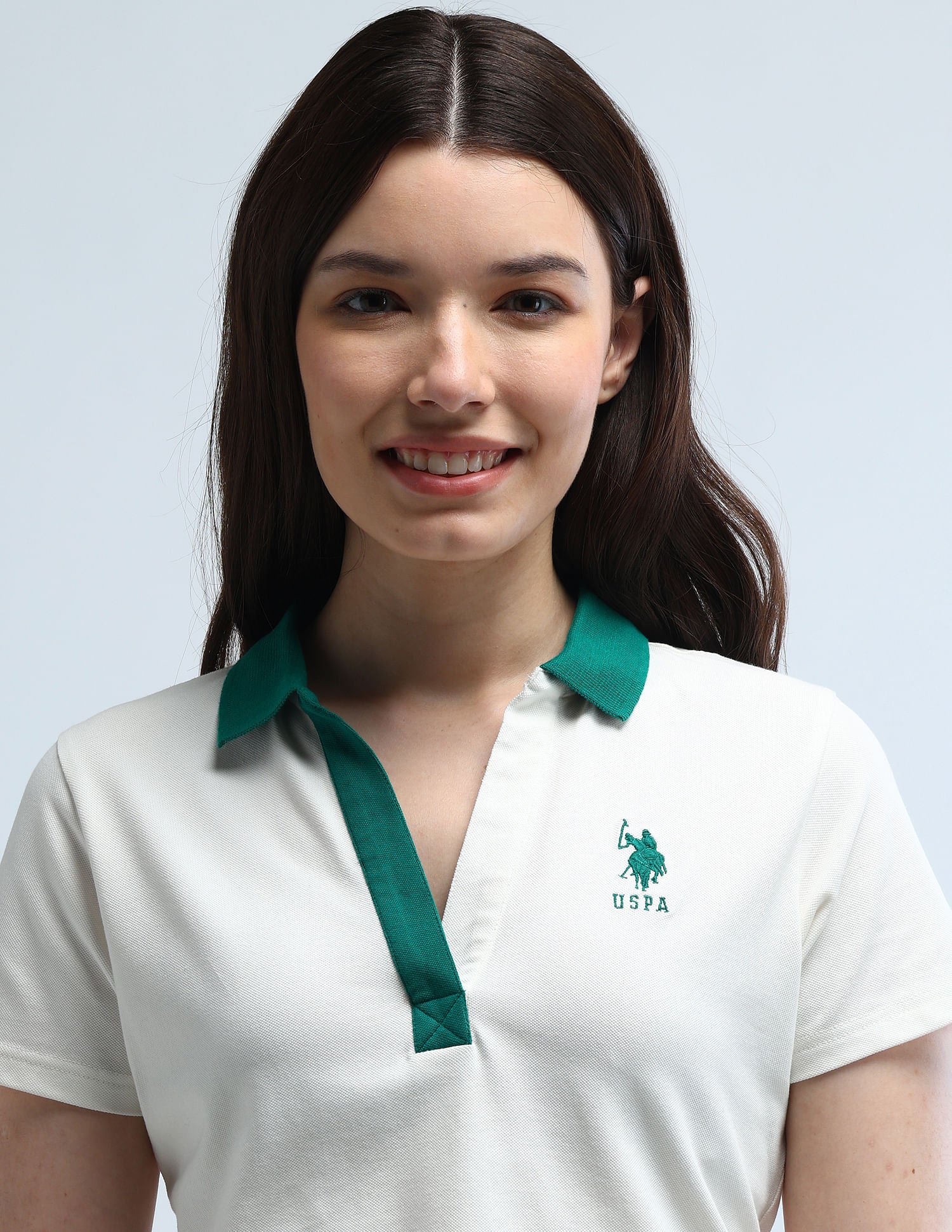 Contrast Collar Oversized Polo Shirt Off White - U.S. POLO ASSN. | Large