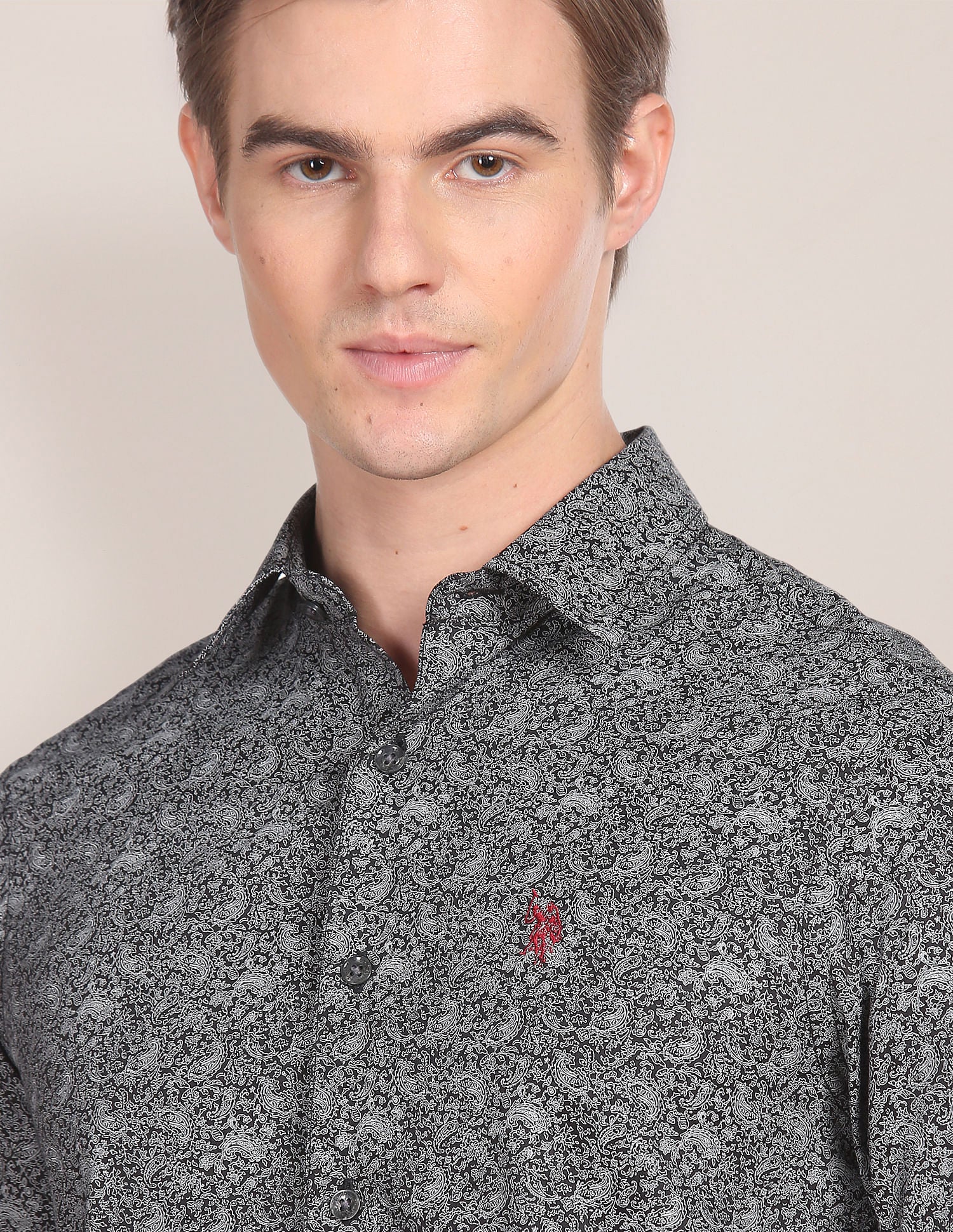 Paisley Print Cotton Casual Shirt Black - U.S. Polo Assn. India | Large