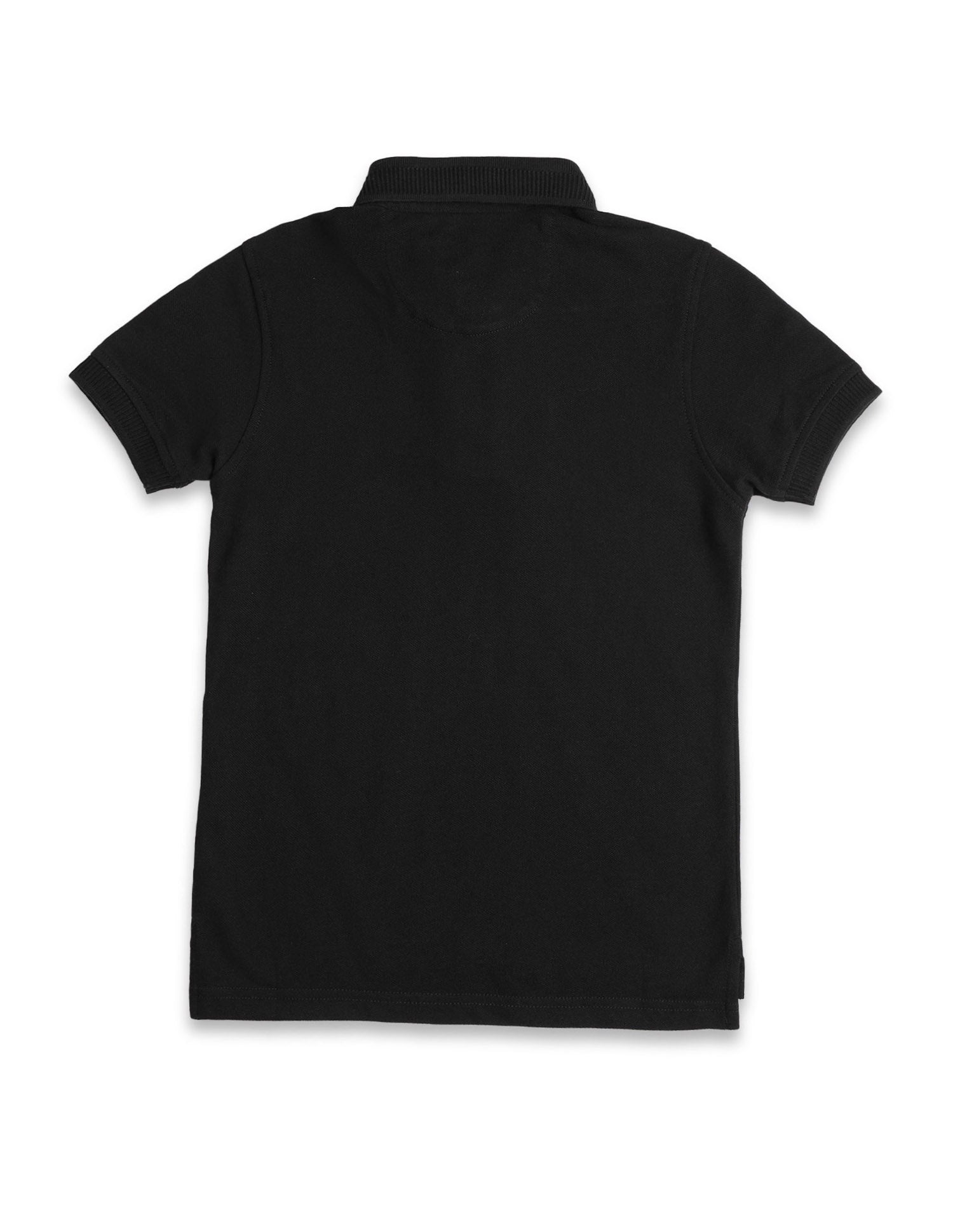 Boys Pure Cotton Solid Polo Shirt Black - U.S. POLO ASSN. | Large