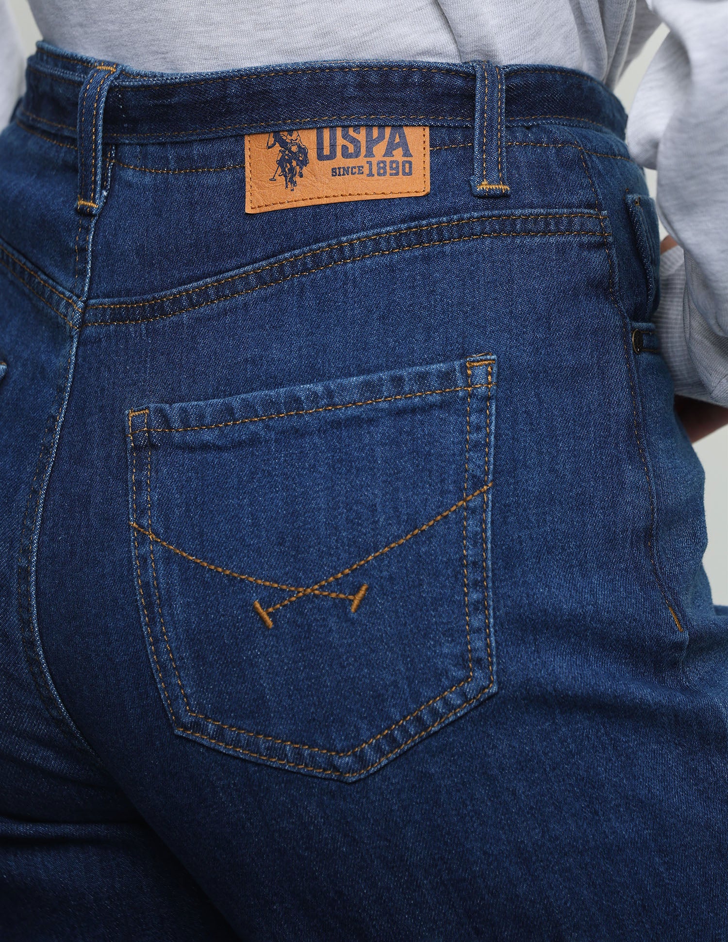 Whiskered Straight Fit Jeans Dark Blue - U.S. Polo Assn. India | Large
