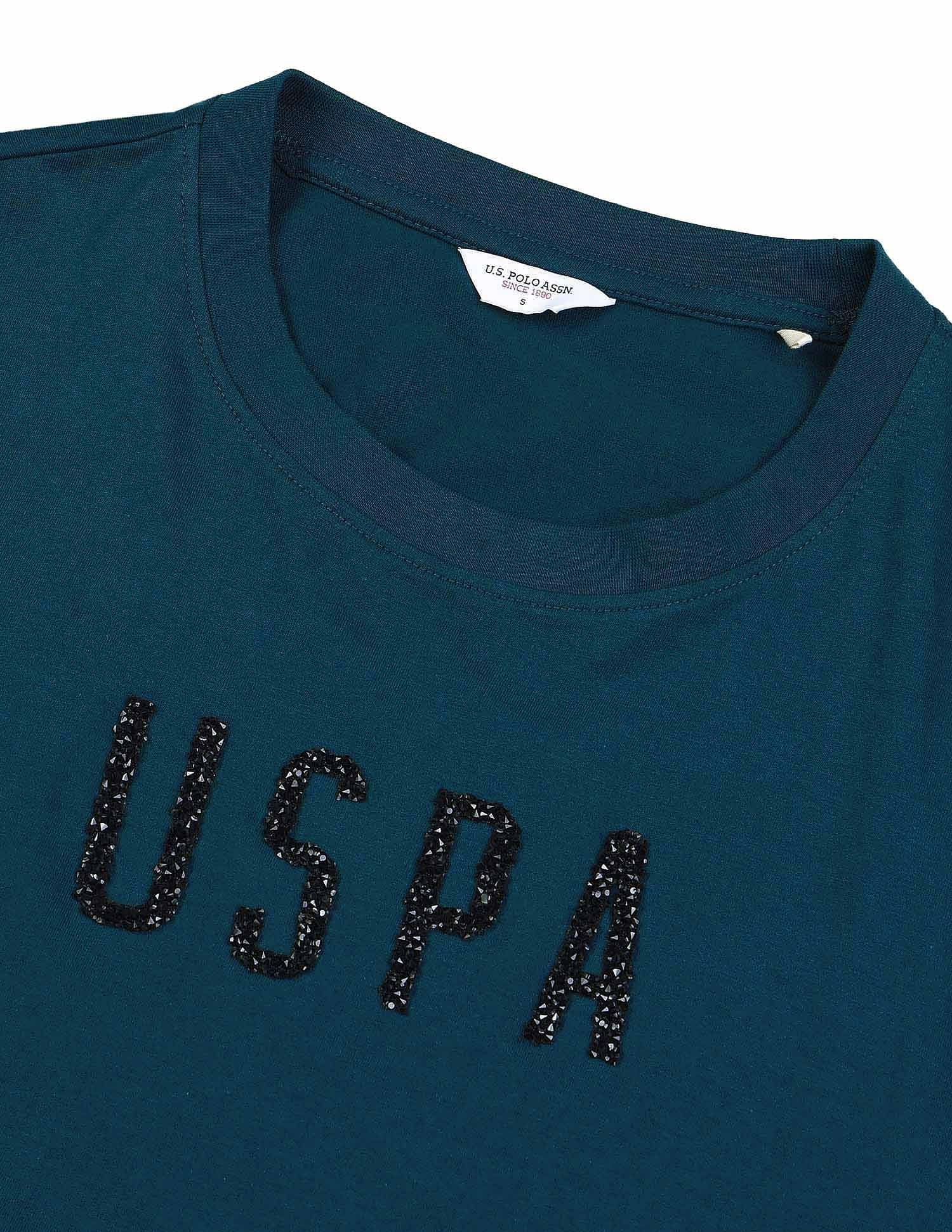 Oversized Fit Brand Printed T-Shirt Teal - U.S. POLO ASSN. | Large