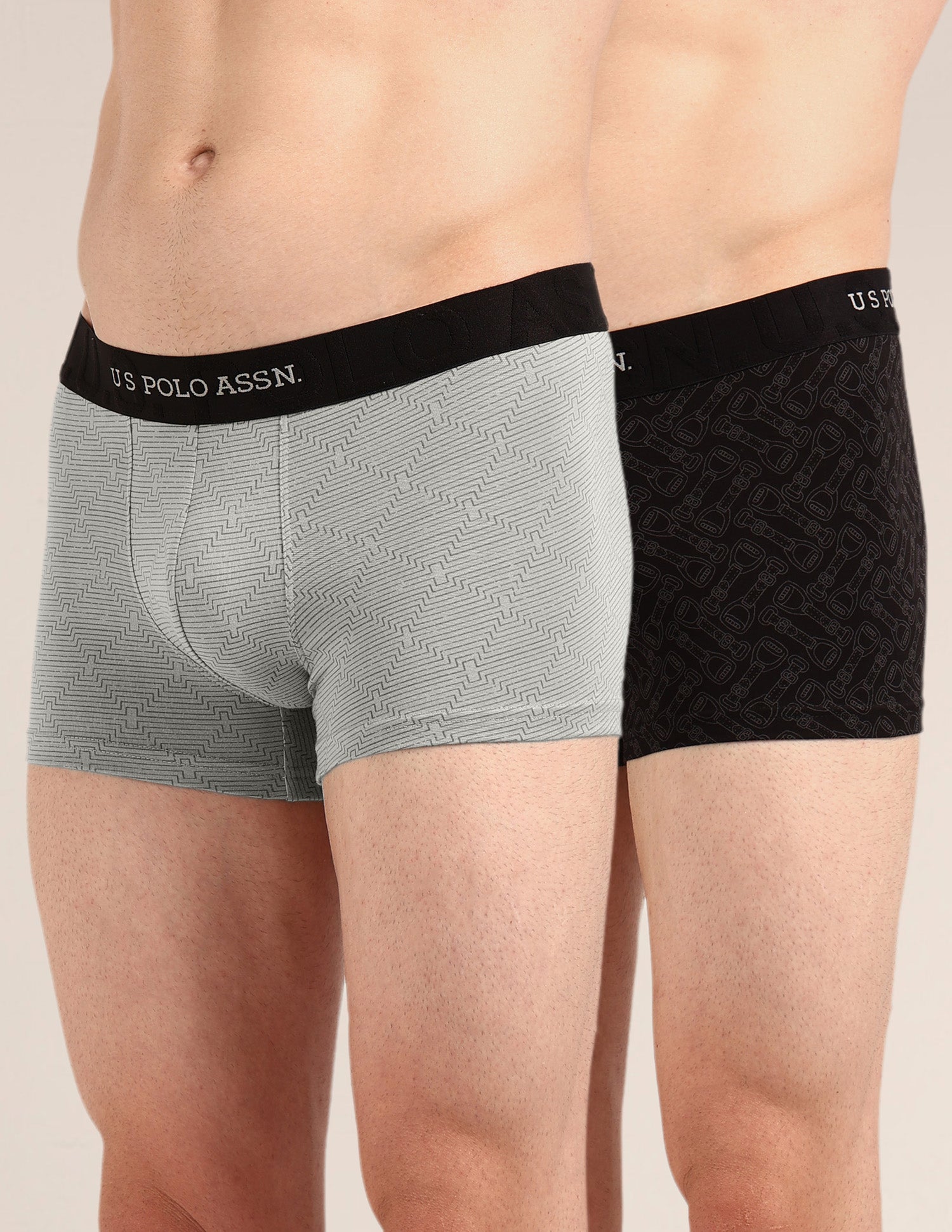 Printed Cotton Stretch Essential OET23 Trunk - Pack Of 2 Black/Flint Grey - U.S. Polo Assn. India | Large