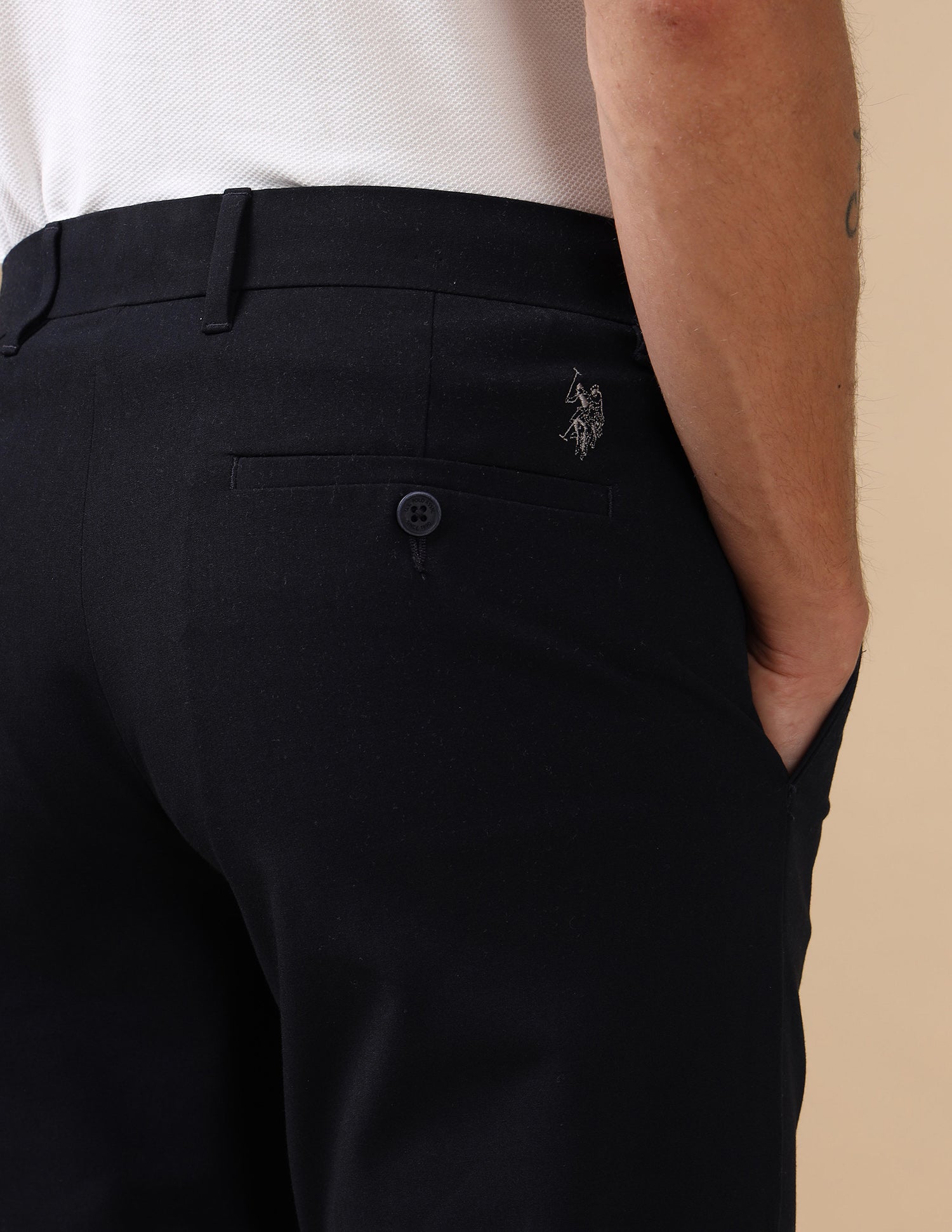 Mid Rise Satin Trousers Navy - U.S. Polo Assn. India | Large