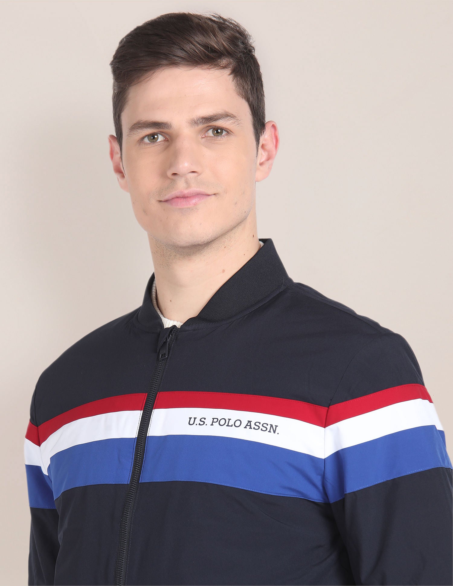 Horizontal Stripe Bomber Jacket Navy - U.S. POLO ASSN. | Large