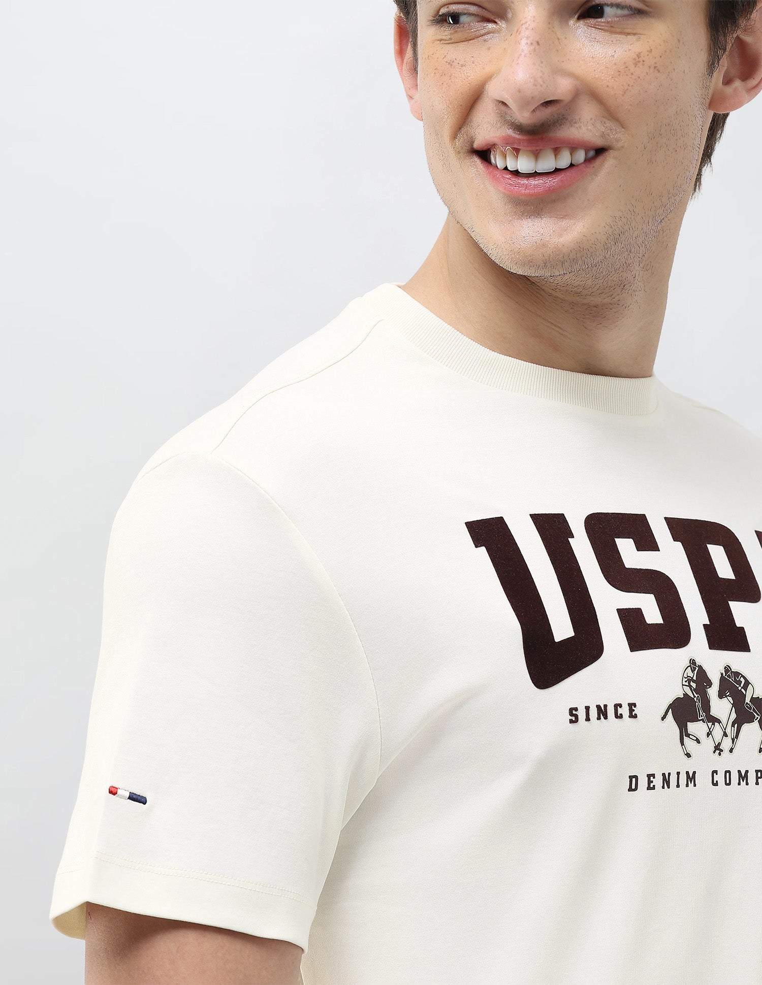 Brand Printed Slim Fit T-Shirt Ivory - U.S. Polo Assn. India | Large