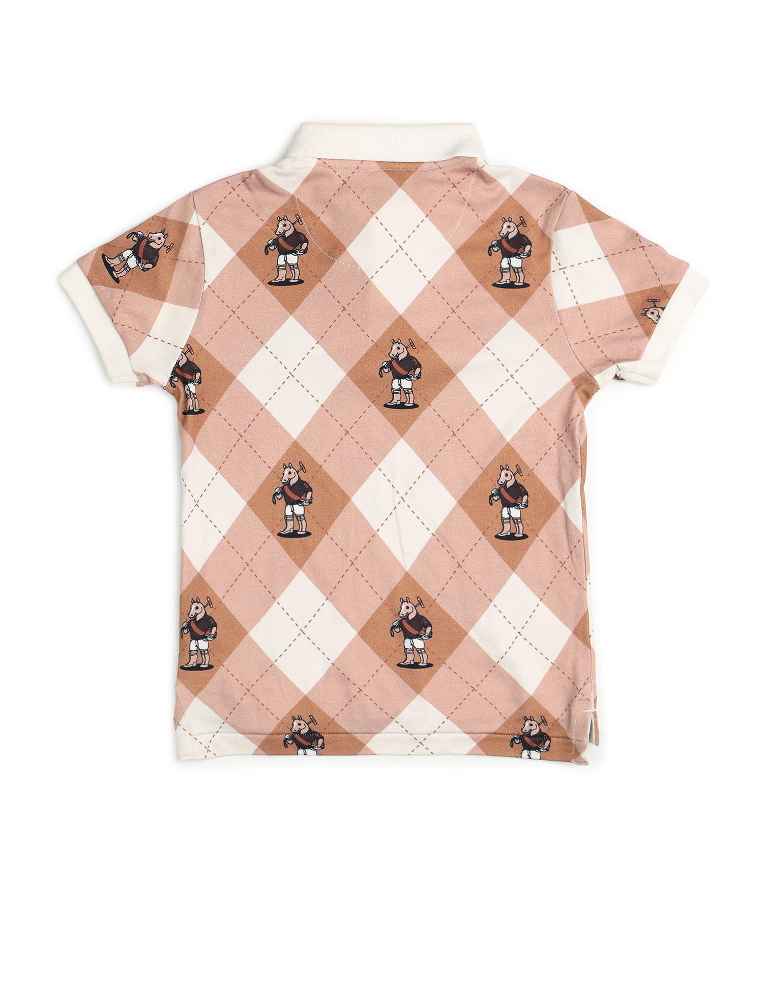 Boys Graphic Checked Regular Fit Polo Shirt Beige - U.S. POLO ASSN. | Large