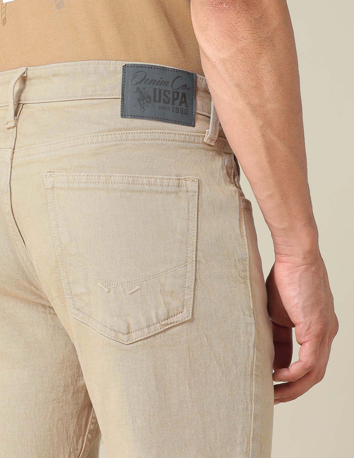 Brandon Slim Tapered Fit Beige Jeans Stone - U.S. POLO ASSN. | Large