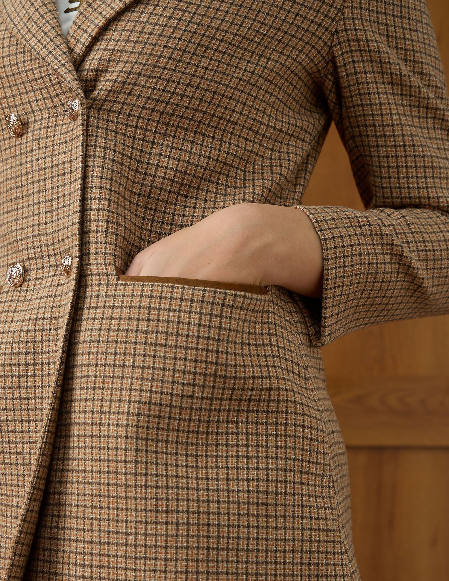 Glen Plaid Checked Double Breasted Regular Fit Coat Brown - U.S. POLO ASSN. | Large