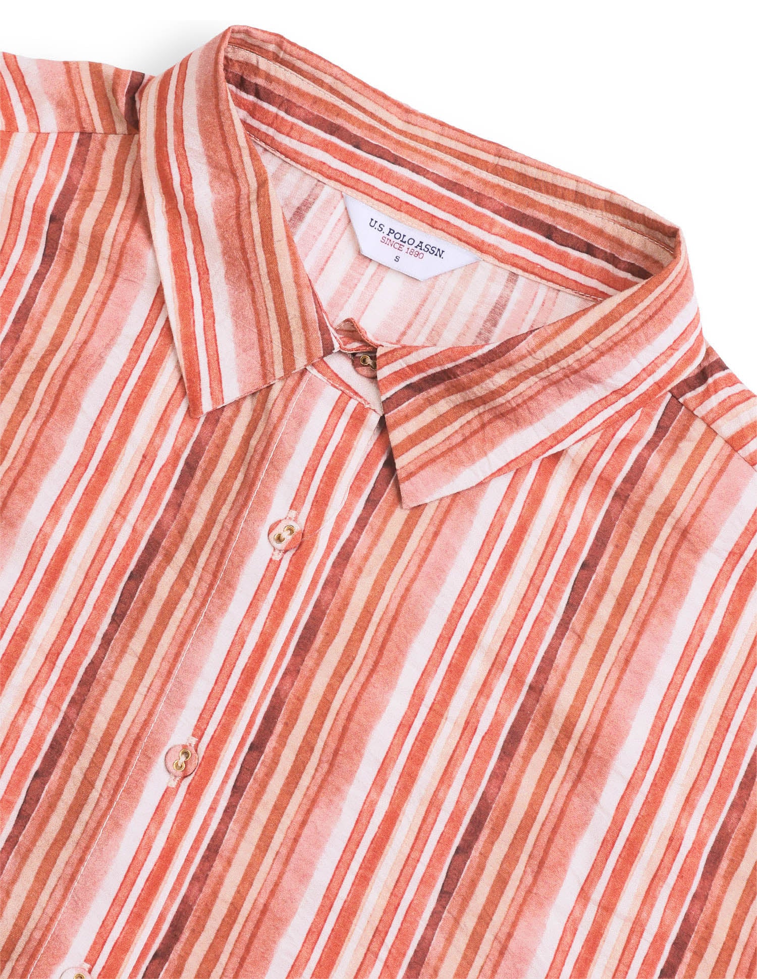 Vertical Striped Relaxed Fit Shirt Red - U.S. Polo Assn. India | Large