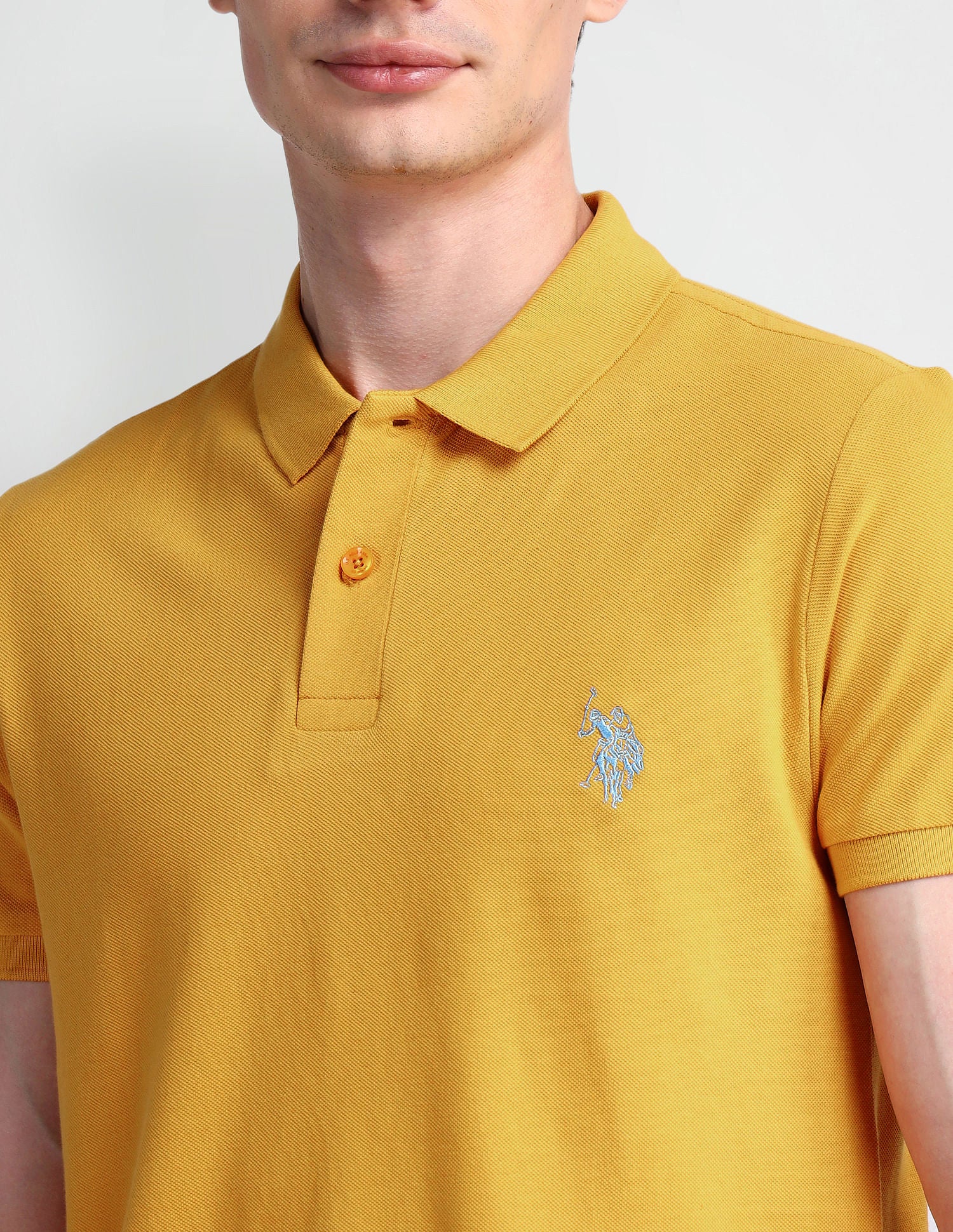 Muscle Fit Solid Polo Shirt Mustard - U.S. Polo Assn. India | Large