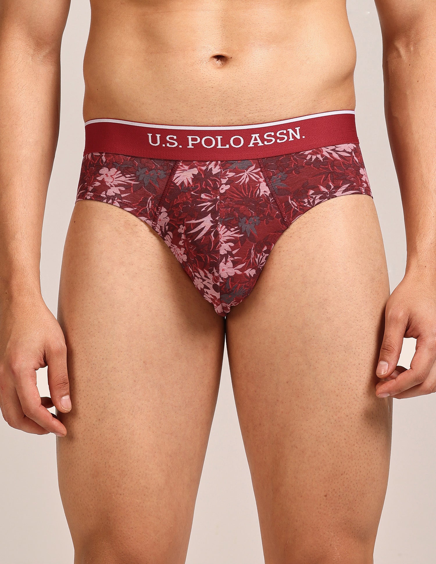 Abrasion Free Printed OEB24 Briefs - Pack Of 3 Blue, Red, Grey - U.S. Polo Assn. India | Large