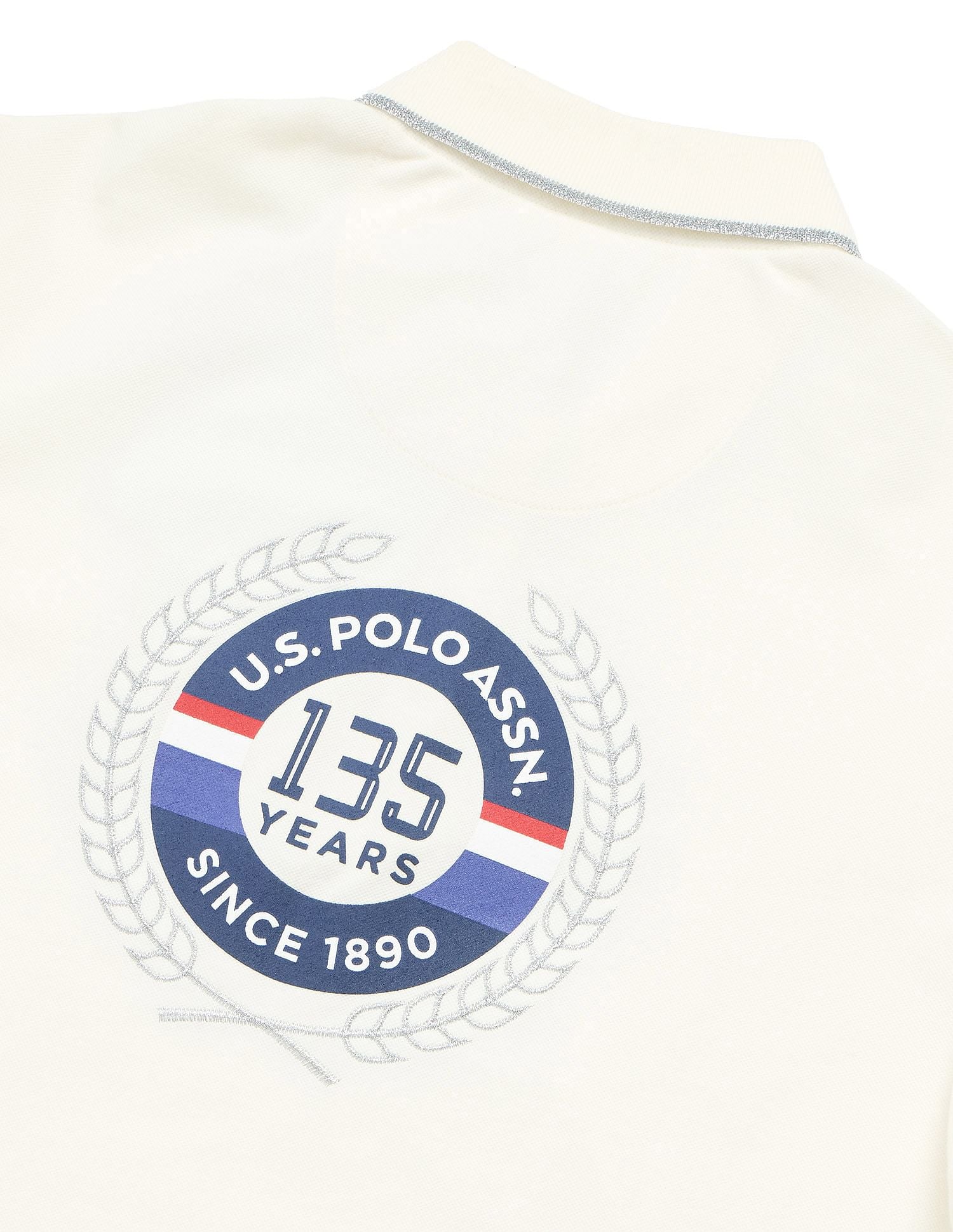 Boxy Fit Brand Printed Polo Shirt Off White - U.S. Polo Assn. India | Large