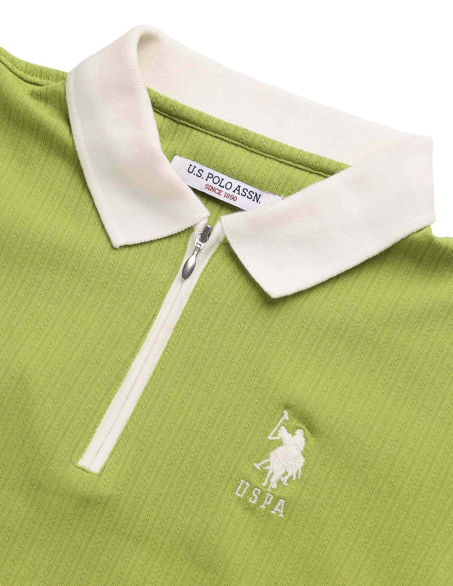Regular Fit Textured Polo Shirt Green - U.S. Polo Assn. India | Large