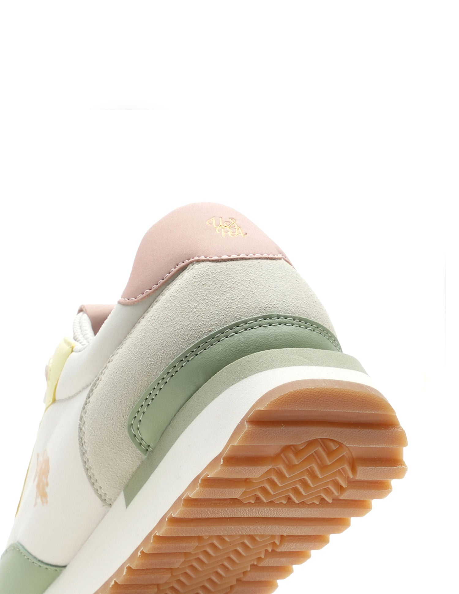 Women Cleo Suede Sneakers Green, Yellow and Peach - U.S. Polo Assn. India | Large